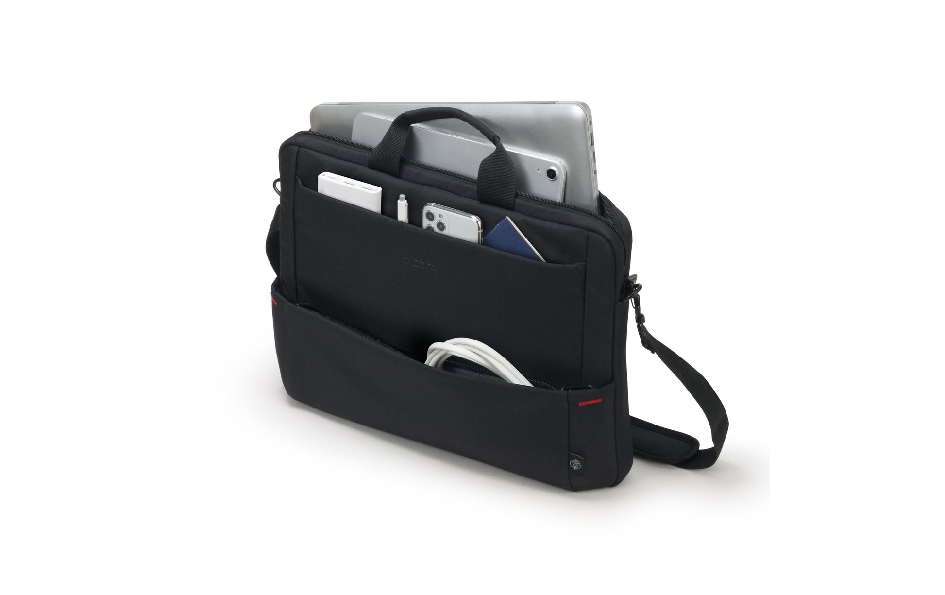 DICOTA Eco Slim Case Plus BASE Notebook-Tasche bis 15,6" – Trolley-Band, abnehmbarer Schultergurt – Schwarz