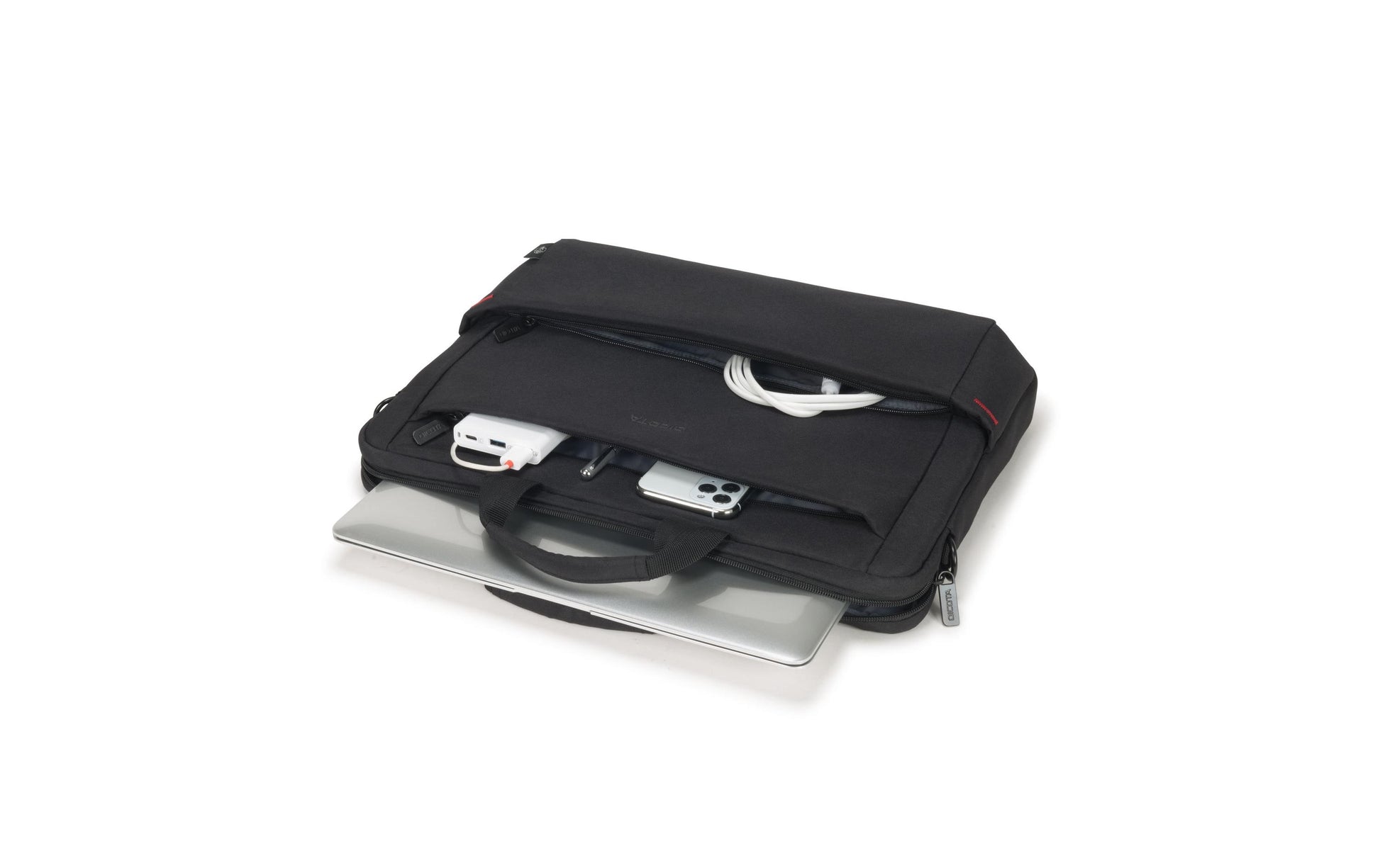 DICOTA Eco Slim Case Plus BASE Notebook-Tasche bis 15,6" – Trolley-Band, abnehmbarer Schultergurt – Schwarz