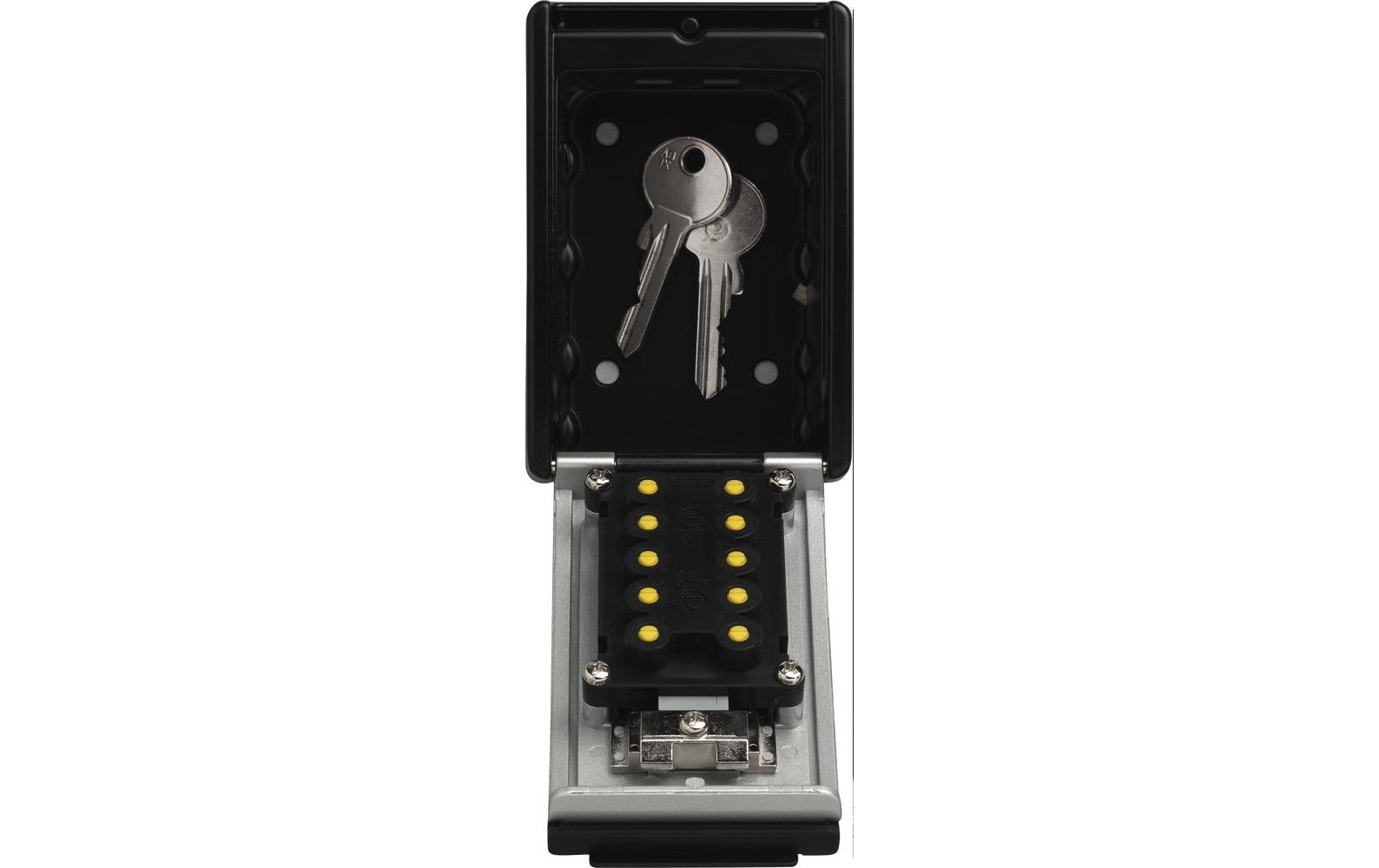 ABUS Schlüsseldepot KeyGarage 767, Zahlenschloss, Stahlblech, schwarz – B 84 × H 120 × T 47 mm