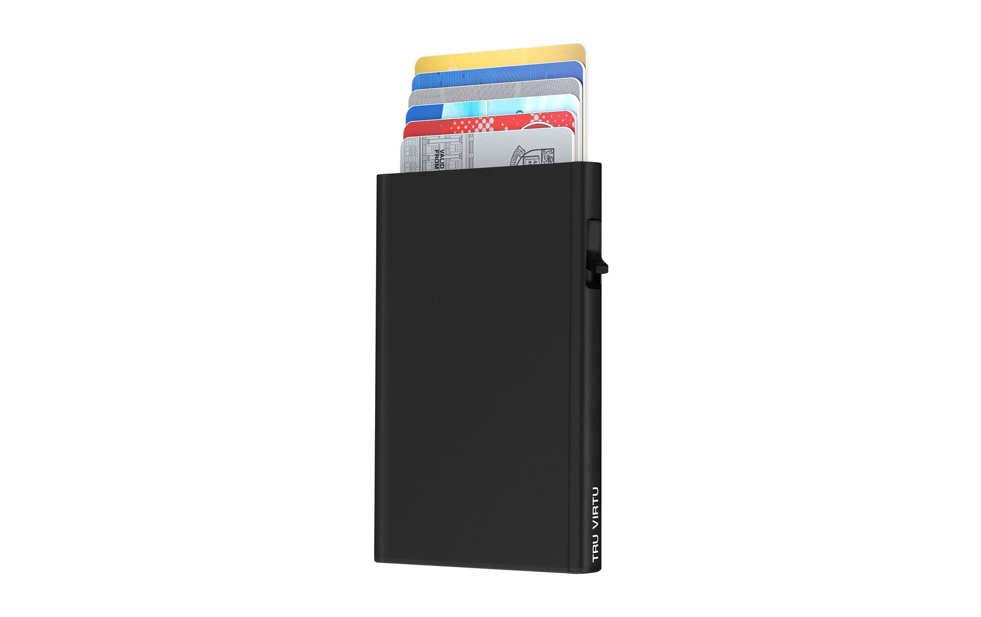 TRU VIRTU Kartenetui – RFID-Schutz – 65×99×9 mm – Aluminium – Schwarz