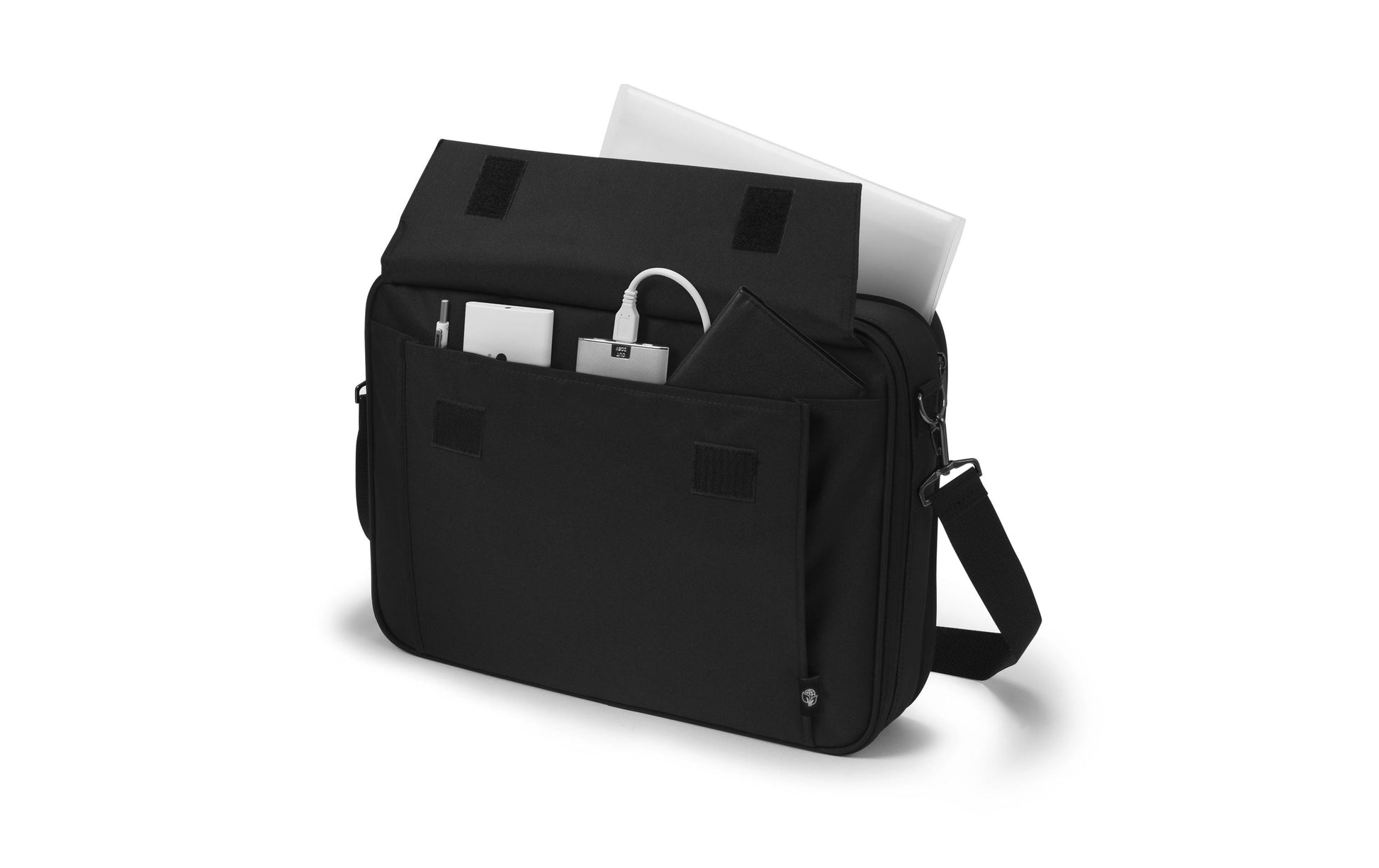 DICOTA Notebook-Tasche bis 15,6" – abnehmbarer Schultergurt, aus recyceltem PET – Schwarz