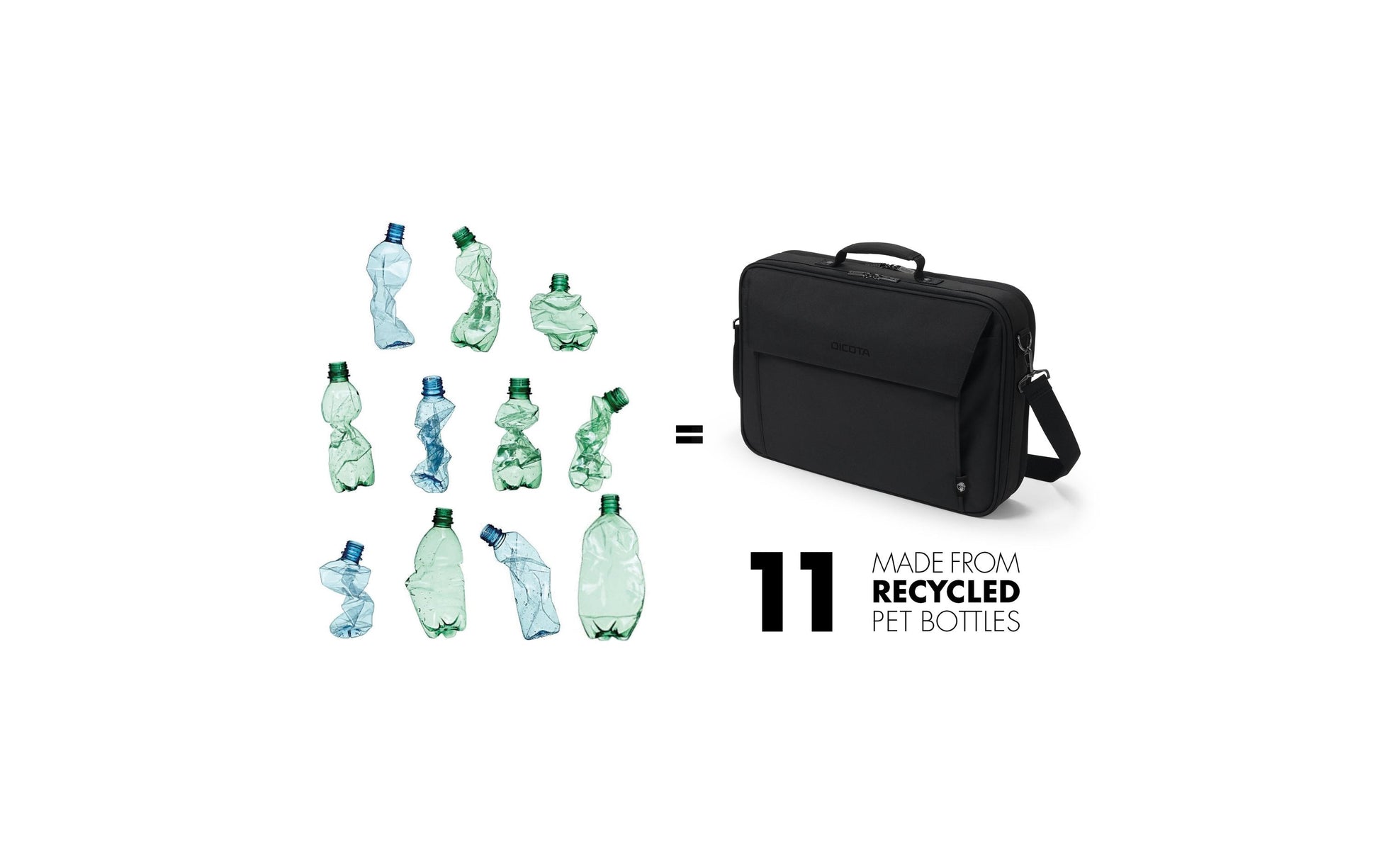 DICOTA Notebook-Tasche bis 15,6" – abnehmbarer Schultergurt, aus recyceltem PET – Schwarz