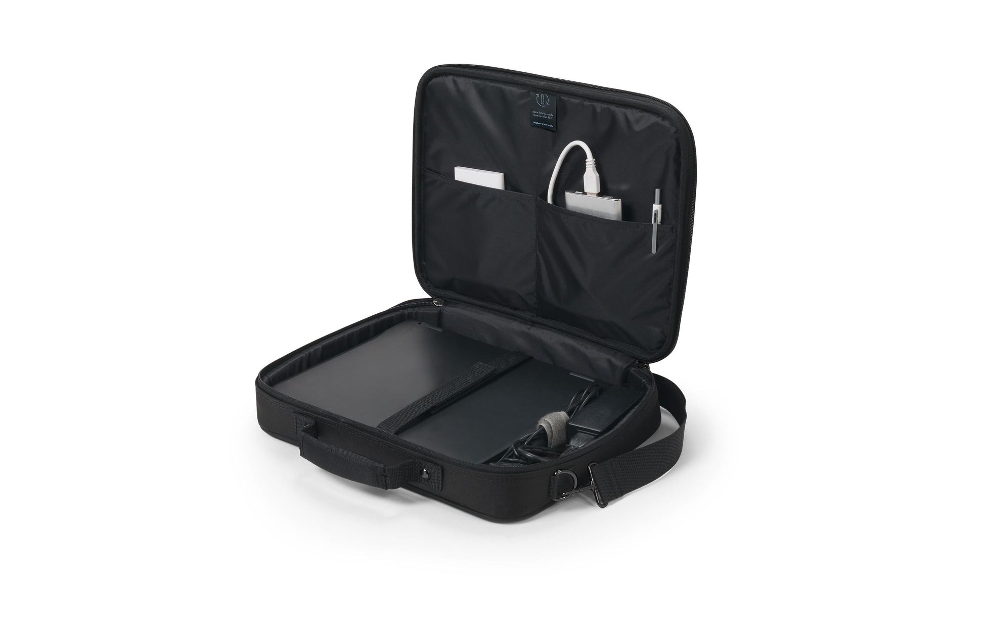 DICOTA Notebook-Tasche bis 17,3" – abnehmbarer Schultergurt, Zusatzfächer – Schwarz
