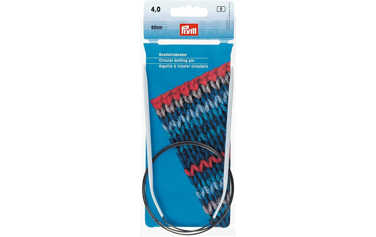 Prym Rundstricknadel 4 mm – 80 cm, Aluminium, Grau