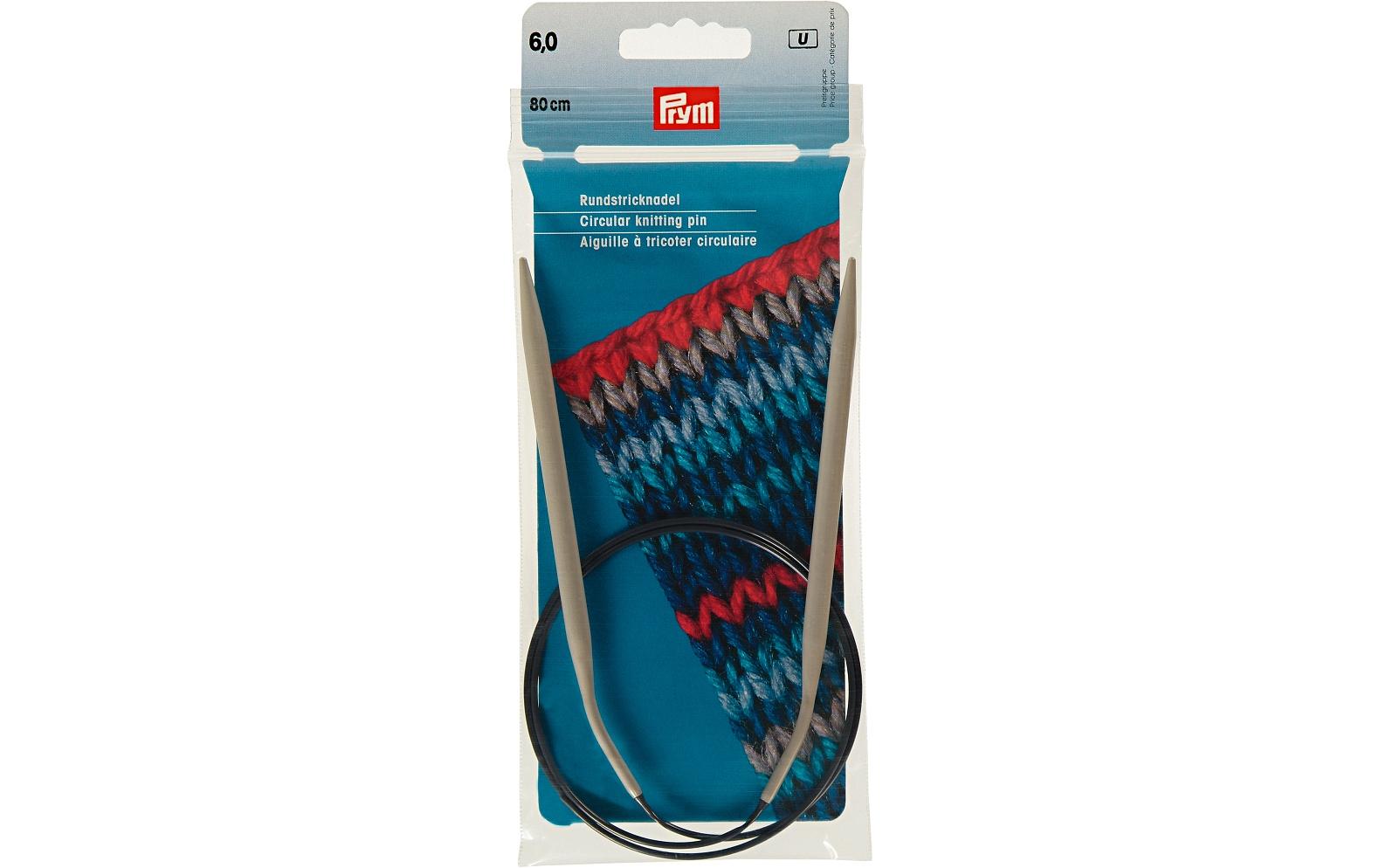 Prym 211309 Rundstricknadel Grau – 6 mm, 80 cm, Aluminium