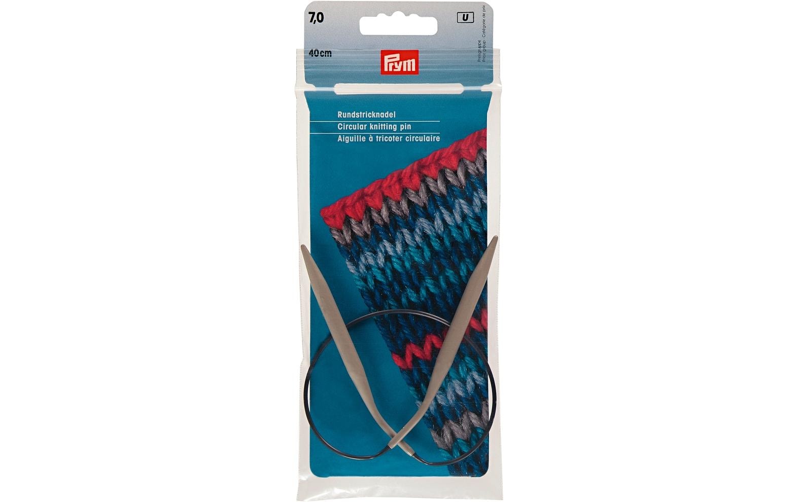 Prym Rundstricknadel Grau – Ø 7 mm, 40 cm, Aluminium
