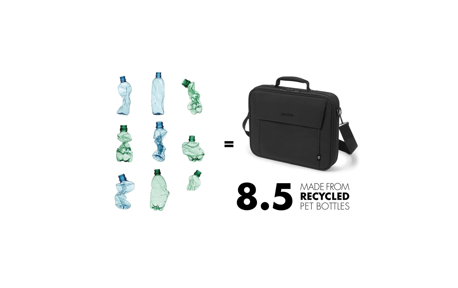 DICOTA Eco Multi BASE Notebook-Tasche bis 14,1" – Trolley-Band, abnehmbarer Schultergurt – Schwarz