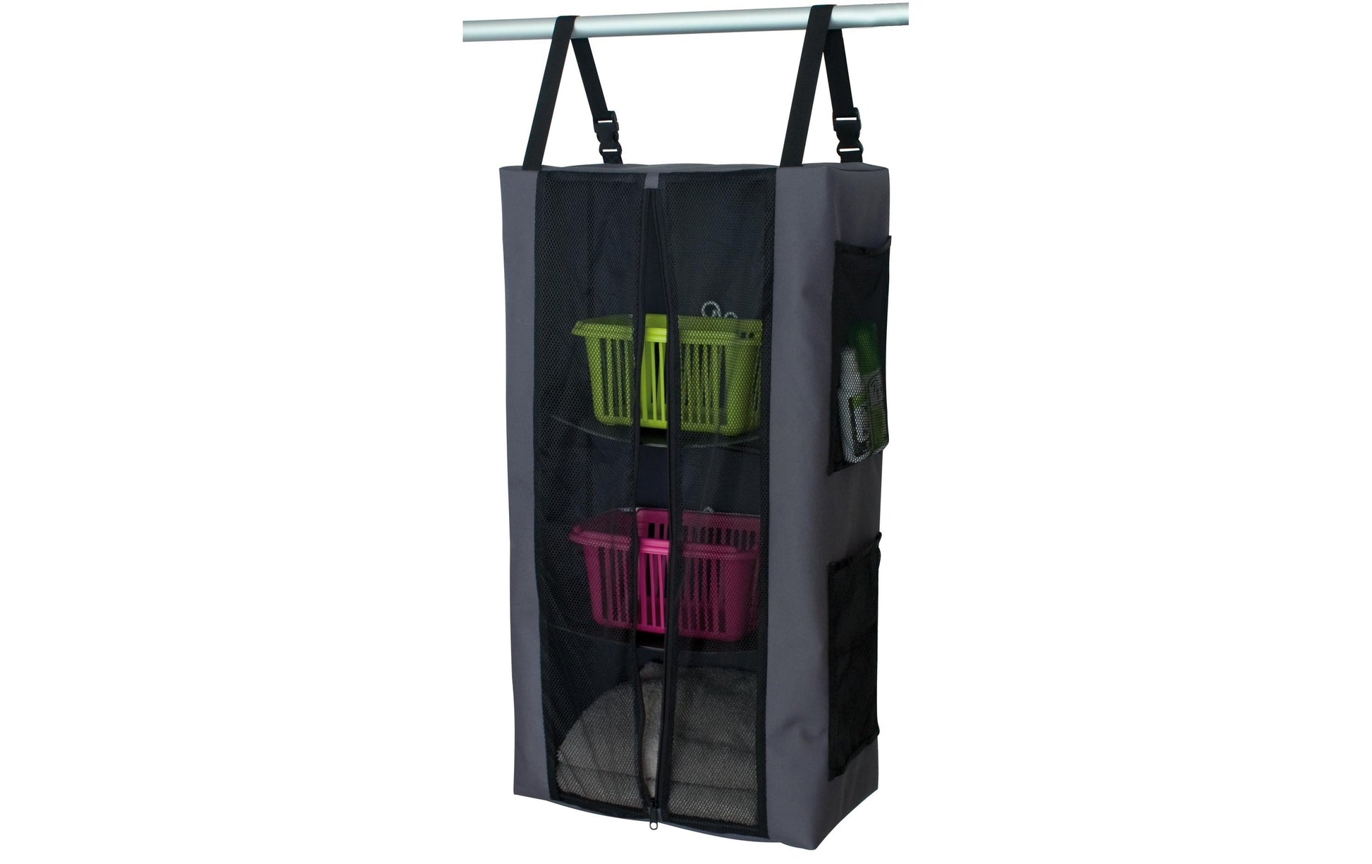 Eurotrail Hängeregal mit 3 Etagen – Seilbefestigung – für Wohnwagen/Van – 400 × 740 × 200 mm – Grau