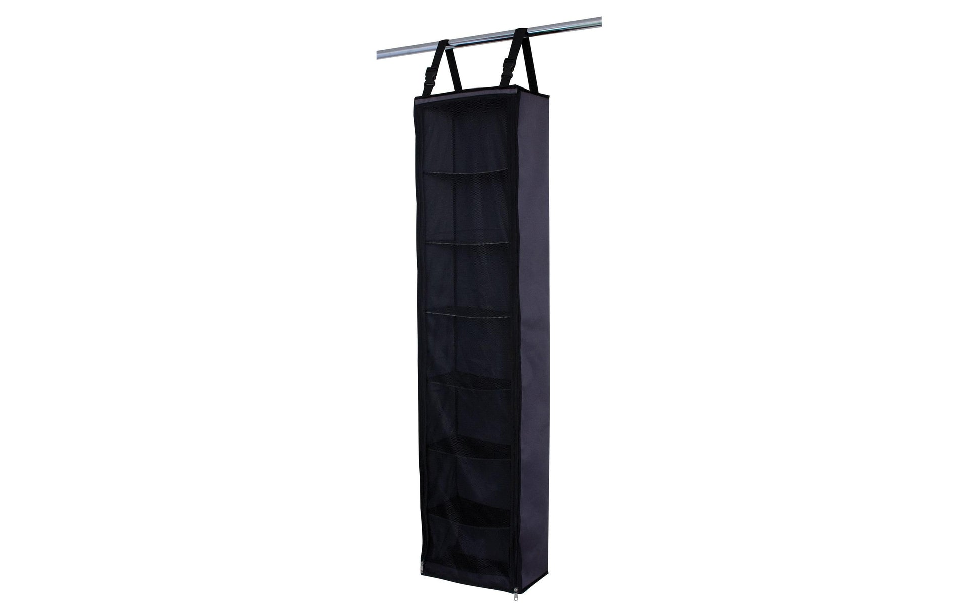 Eurotrail Hängeregal 7 Etagen – Seilaufhängung – für Wohnwagen/Van – 300×1300×200 mm – Schwarz, Polyester