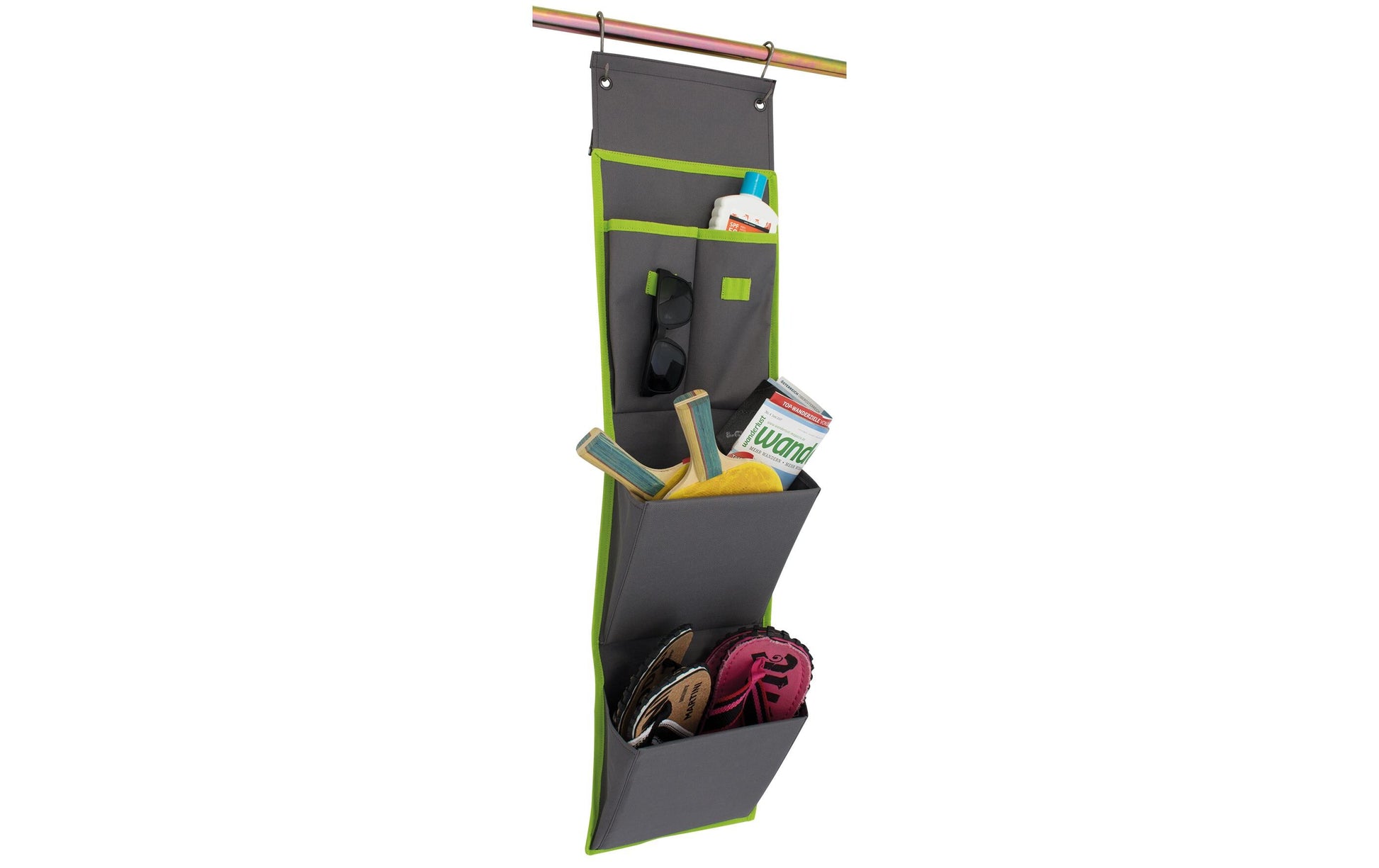 Eurotrail Utensilientasche Bristol S – aufhängbar, 4 Fächer – 24 × 80 cm – grau/grün – Polyester