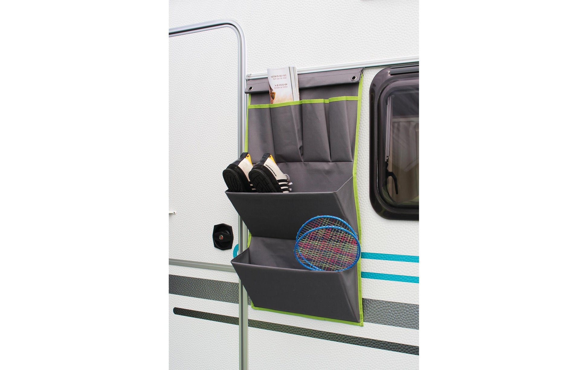 Eurotrail Utensilientasche Bristol L – Klettverschluss, 6 Fächer – für Wohnwagen/Van – 48×80 cm – grau