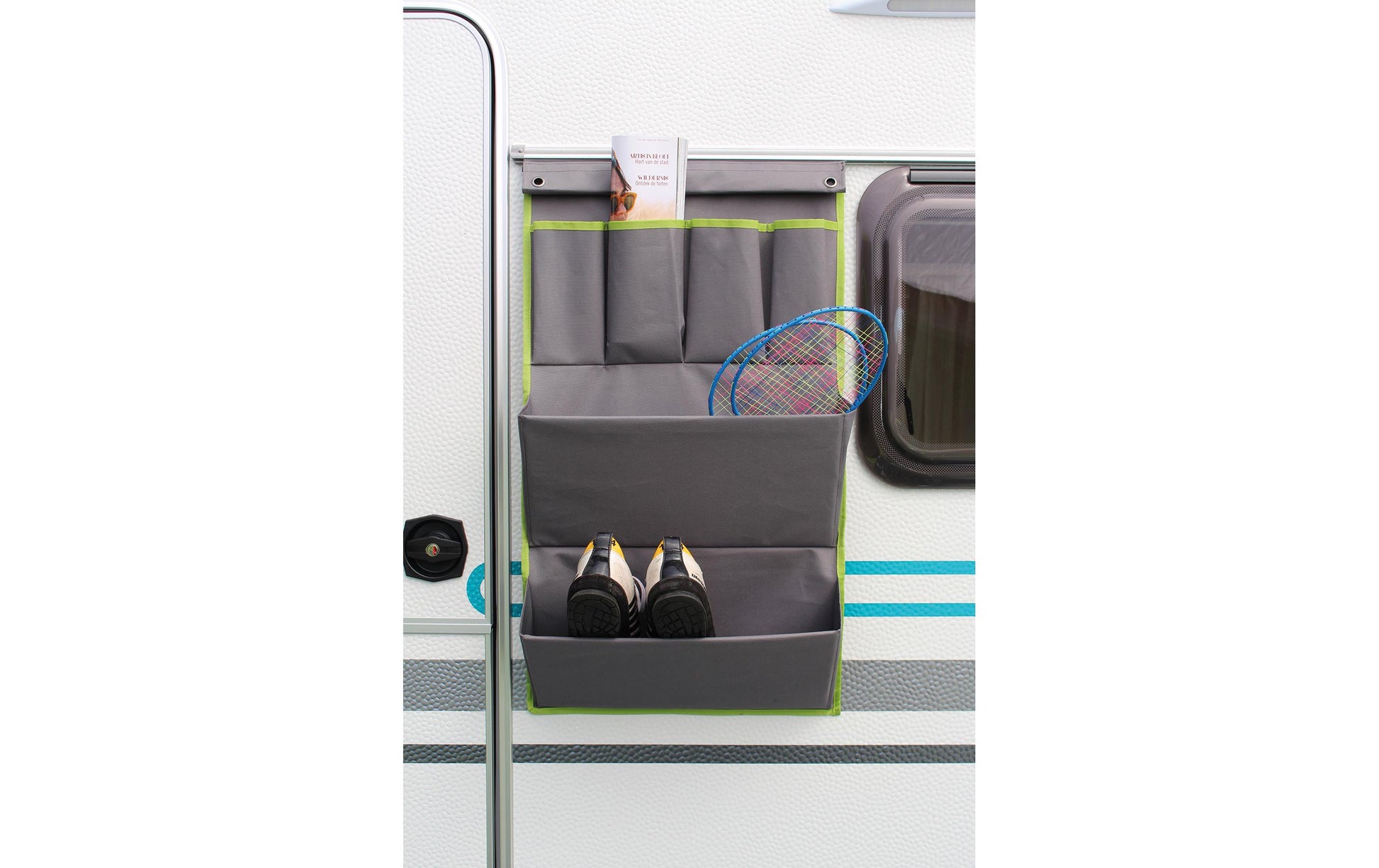 Eurotrail Utensilientasche Bristol L – Klettverschluss, 6 Fächer – für Wohnwagen/Van – 48×80 cm – grau