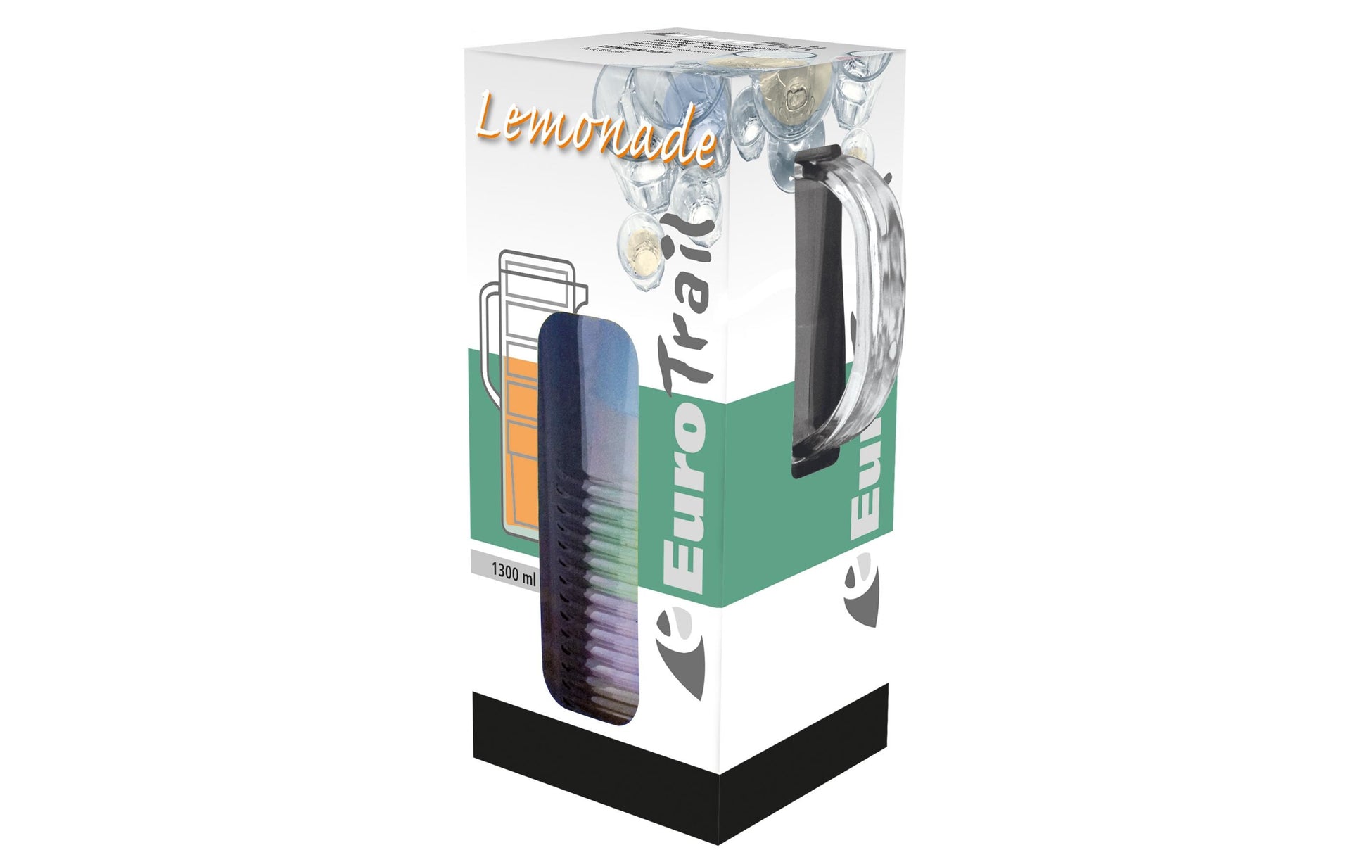 Eurotrail Karaffe mit Gläsern – 6-teiliges Set, 1,3 l, Kunststoff (SAN), Mehrfarbig, mit Deckel
