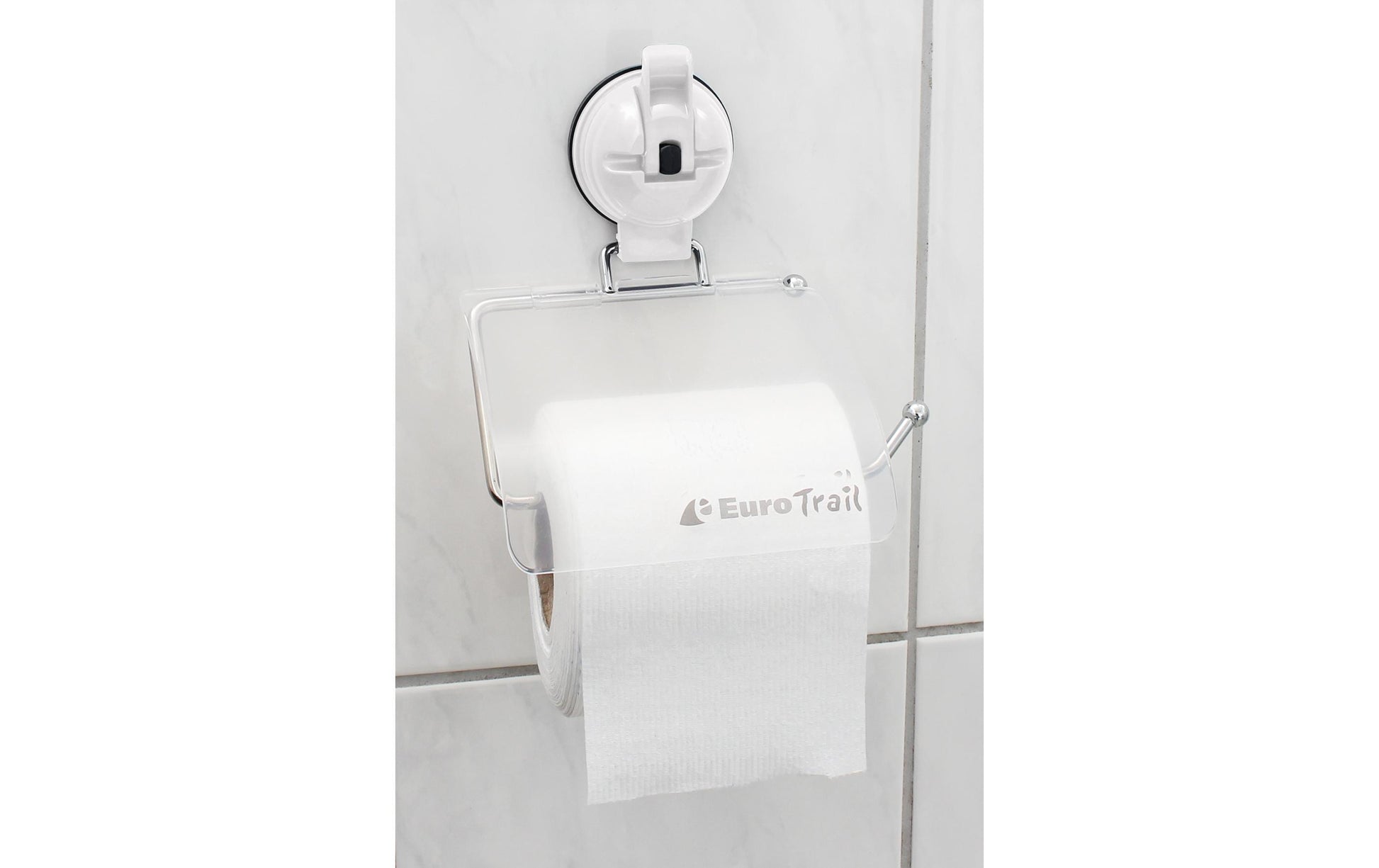 Eurotrail Toilettenpapierhalter – ABS, Polyamid, weiss, wandmontiert, mit Saugnapf, 16 × 16 × 21 cm