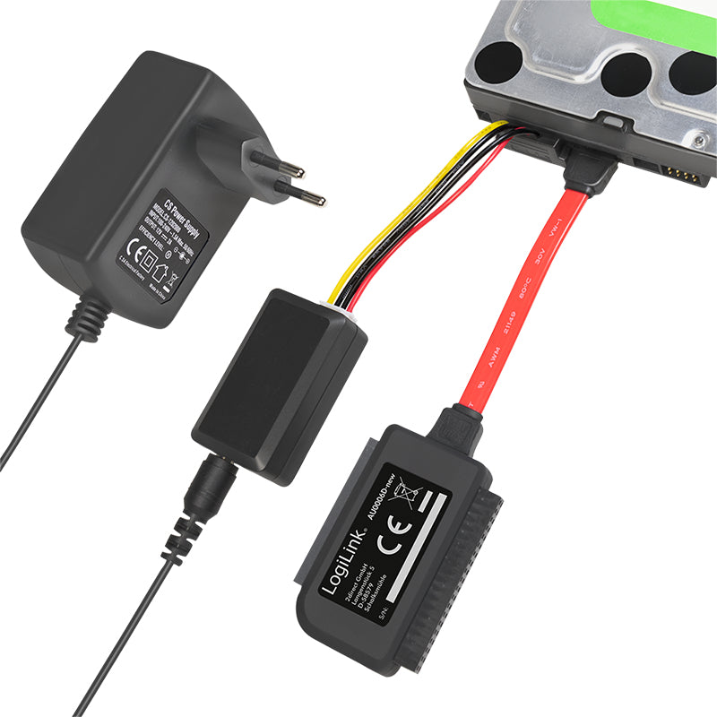 LogiLink AU0006C Adapter USB-A zu SATA/IDE – USB 2.0, 480 Mbit/s, 1,2 m – für Windows 10, macOS