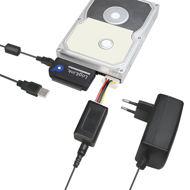 LogiLink AU0006C Adapter USB-A zu SATA/IDE – USB 2.0, 480 Mbit/s, 1,2 m – für Windows 10, macOS