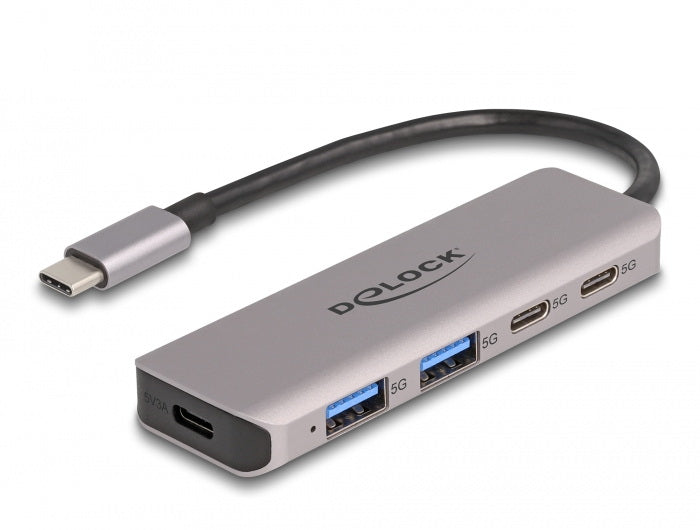 DeLOCK USB-Hub – USB-C, 2× USB-A, 3× USB-C, für Windows/Mac/Linux