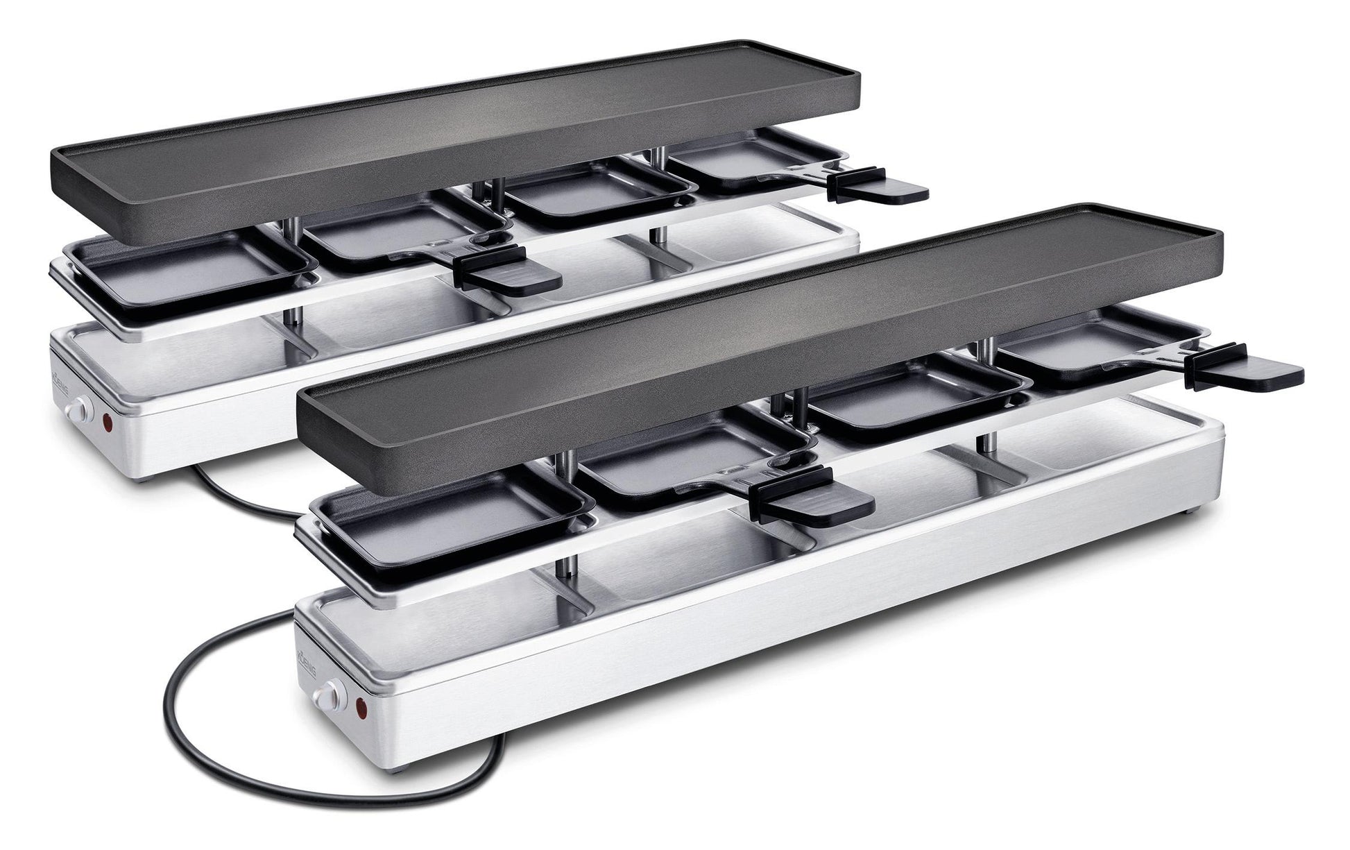 Koenig Raclette-Grill B02243 – 8 Personen, 8 Pfännchen, 795 W – schwarz/edelstahl