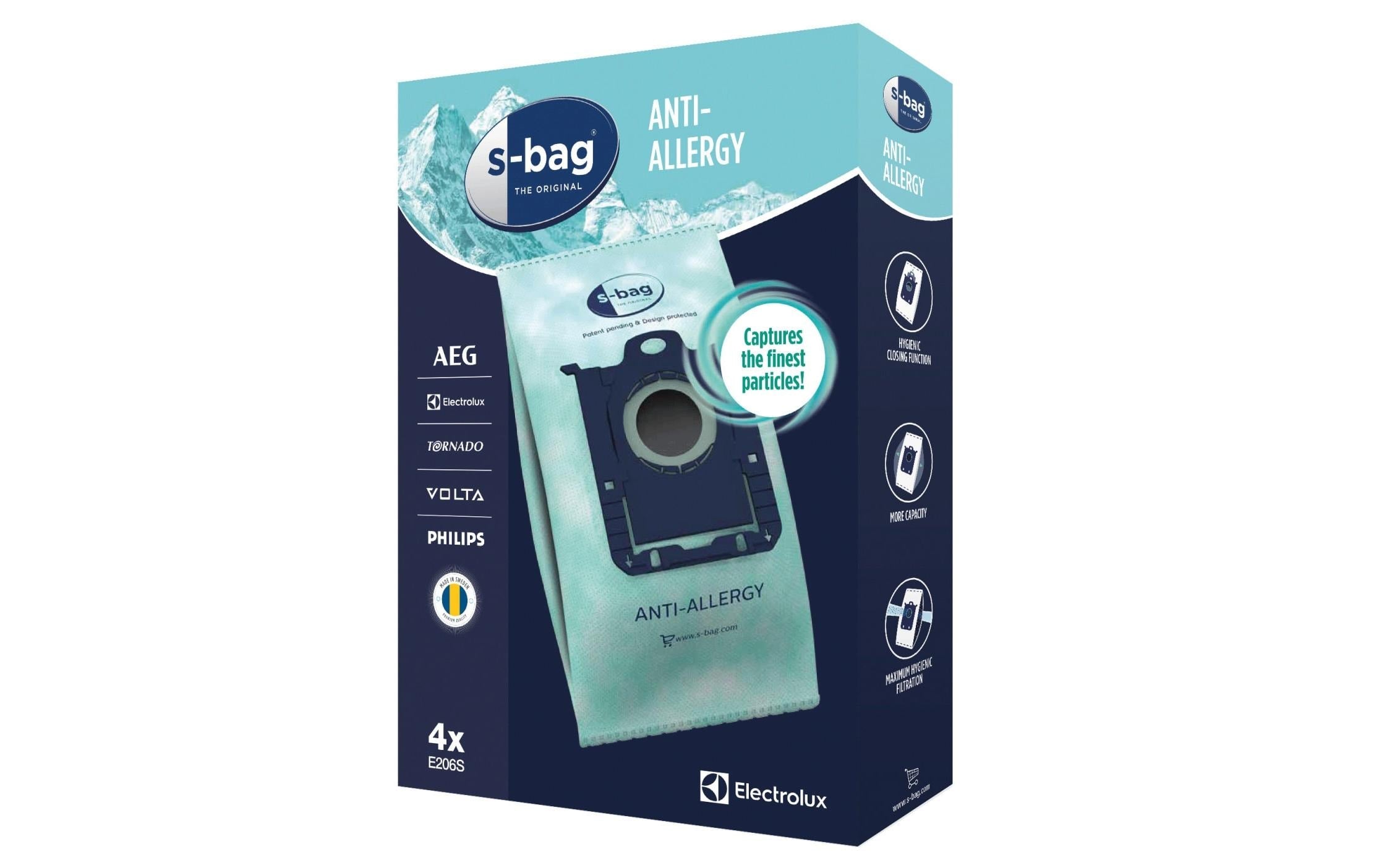 Electrolux Staubbeutel s-bag E206S – 4 Stück, für Zylinder-Vakuum