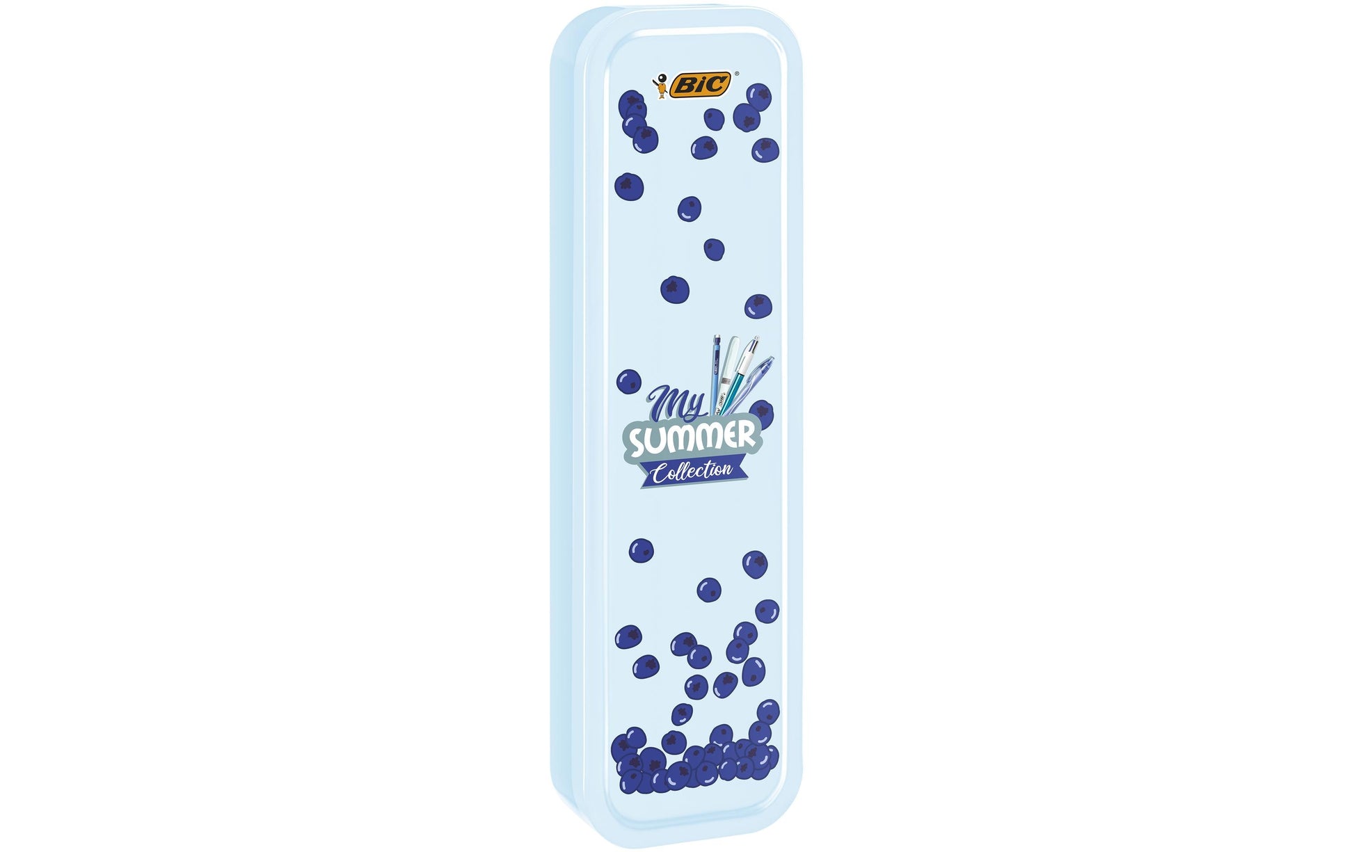 BIC Summer Blue Box Schreibset – Kugelschreiber, Schwarz, Blau, Grün, Rot, Druck, nachfüllbar, Metallbox