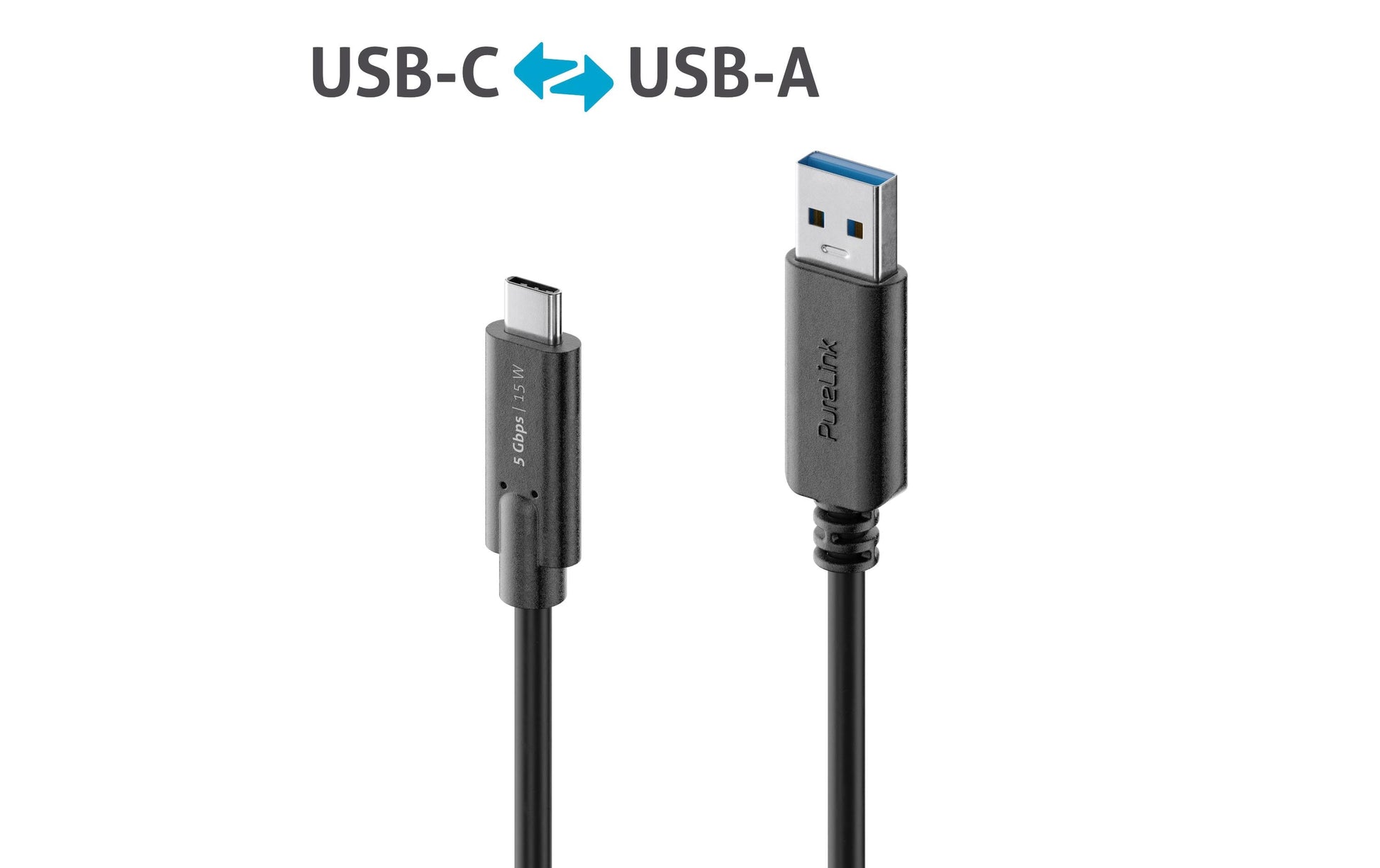 PureLink USB-Kabel, USB-C zu USB-A, 1 m, USB 3, Lade-/Datenkabel