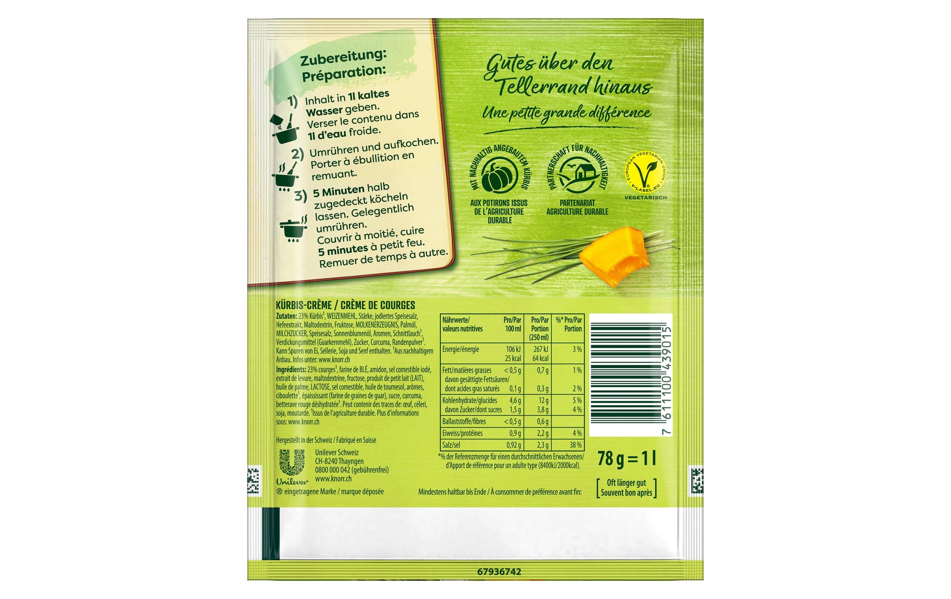 Knorr Crème-Suppe, Kürbis, Beutel – 78 g