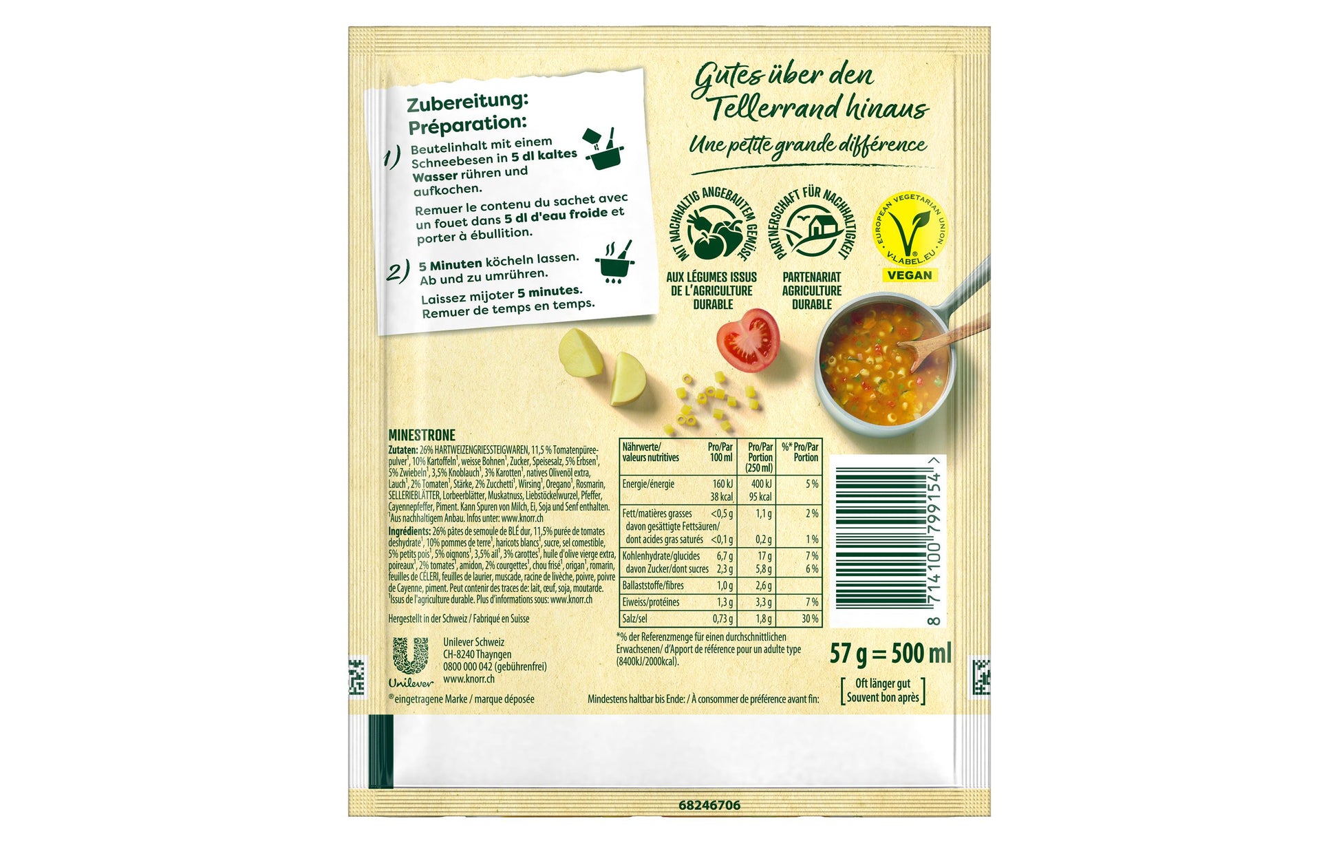 Knorr Suppe, Minestrone, vegan, Beutel – 57 g