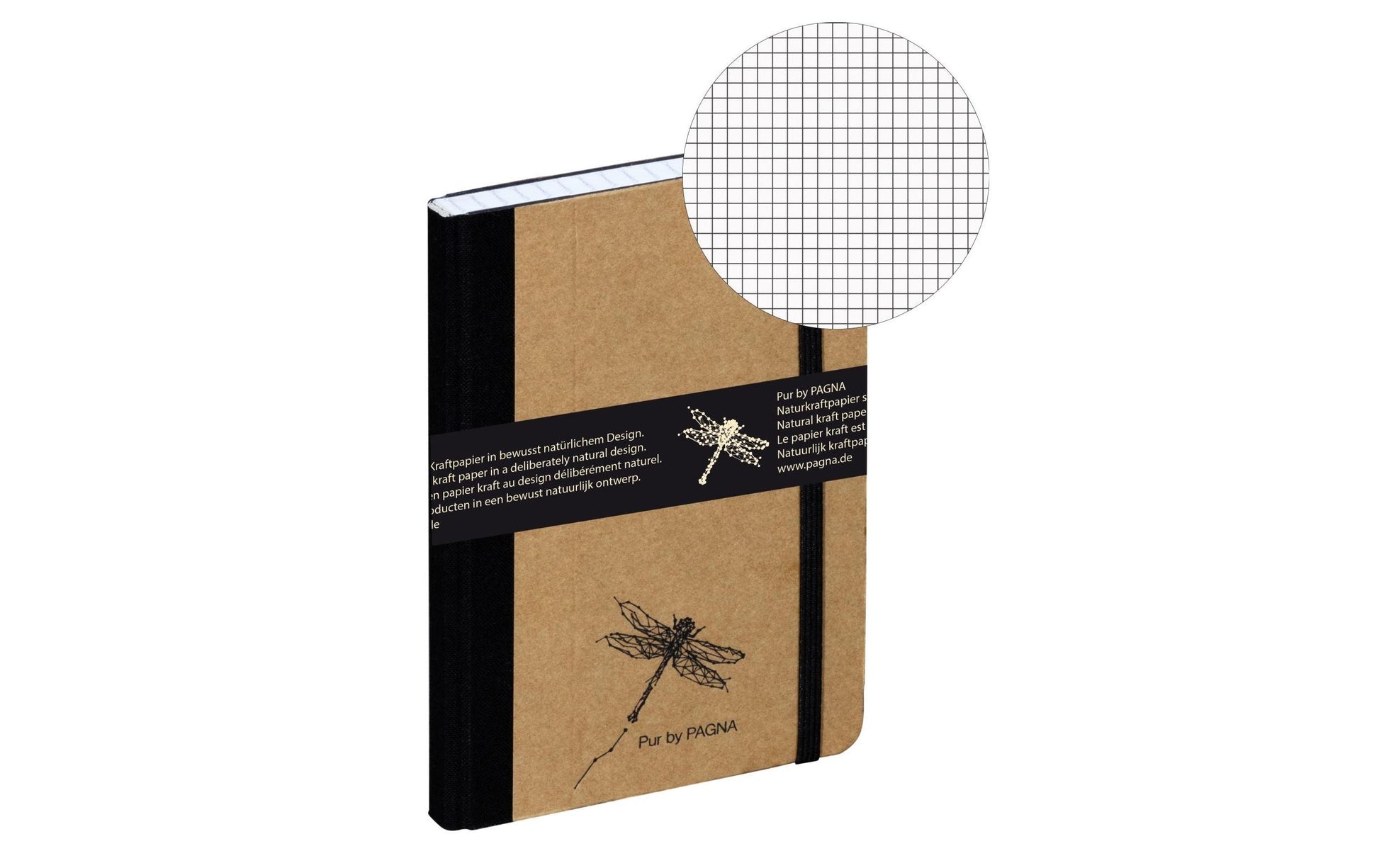 Pagna Notizbuch A6, kariert, gebunden, Karton, 160 Seiten, 70 g/m² – natur