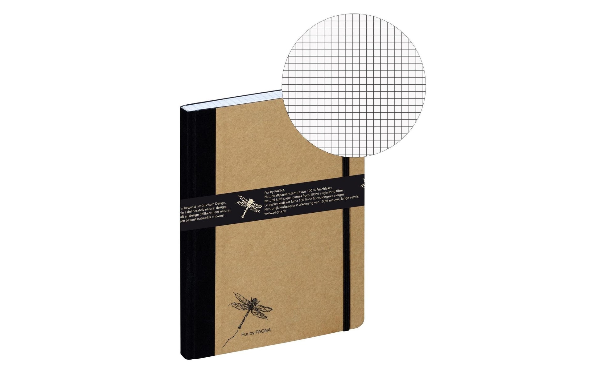 Pagna Notizbuch, A5, kariert, gebunden, Karton, 160 Seiten, 70 g/m² – natur