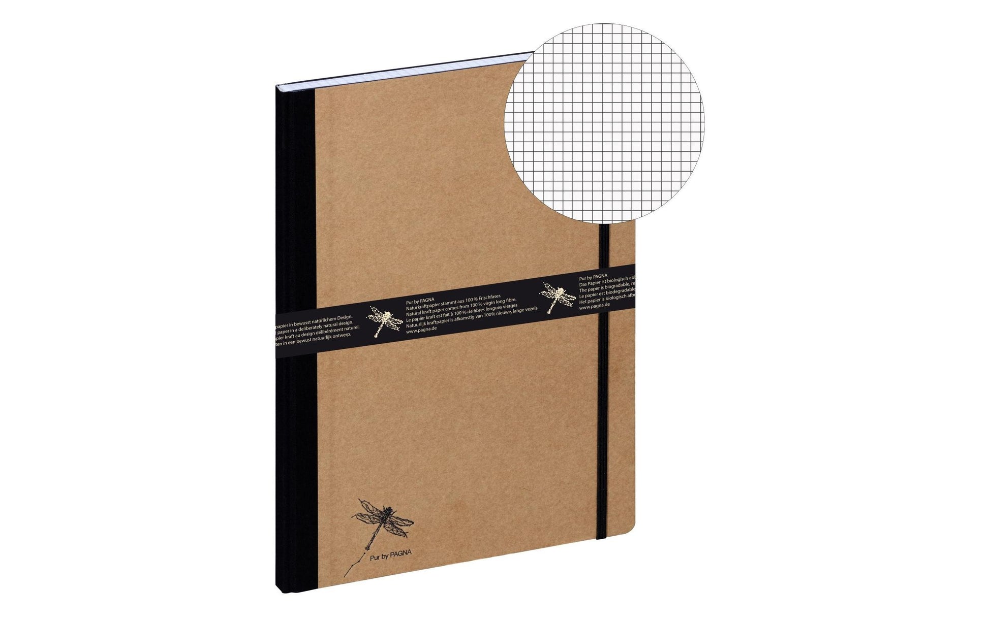 Pagna Notizbuch, A4, kariert, gebunden, Karton, 160 Seiten, 70 g/m² – natur