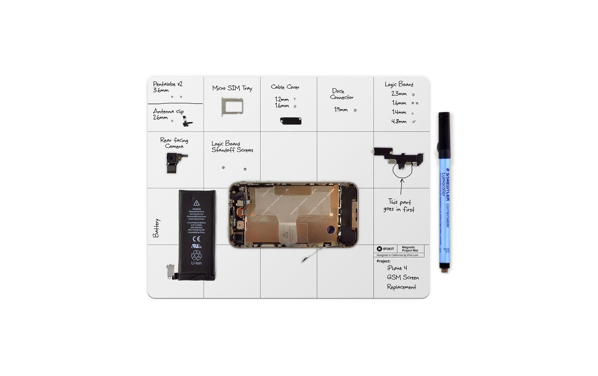 iFixit Magnetmatte für Smartphone – Weiss, 254 × 203,2 mm