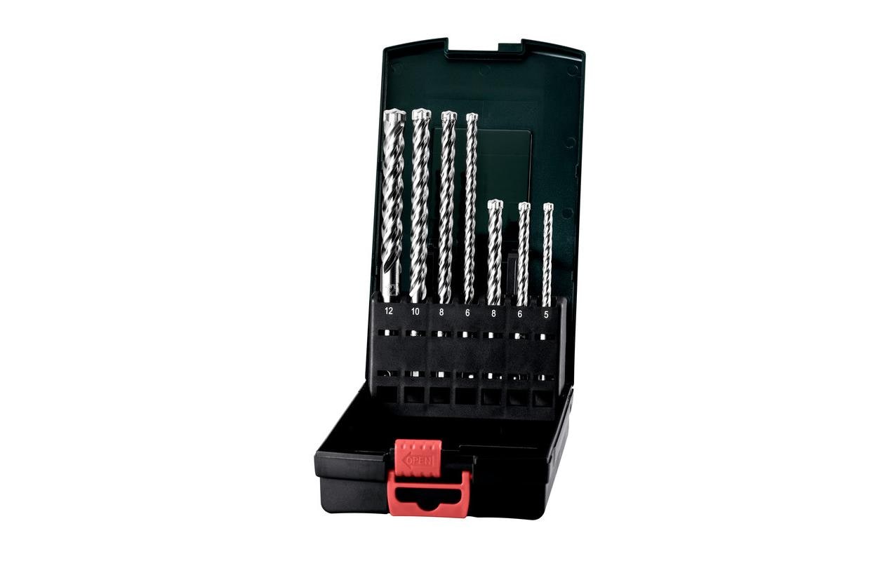 Metabo Hammerbohrer-Set 5–12 mm Hartmetall SDS Plus – für Mauerwerk & Beton – 7-tlg. – 4-Schneider
