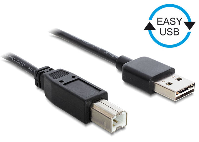 DeLOCK USB-Kabel – USB-A auf USB-B – USB 2.0 (480 Mbit/s) – 1 m – Schwarz