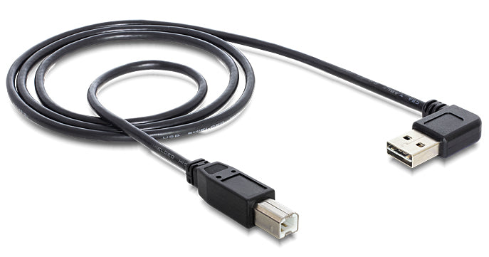 DeLOCK USB-A auf USB-B Kabel – USB 2.0 (480 Mbit/s) – 2 m – Abgewinkelt – Schwarz