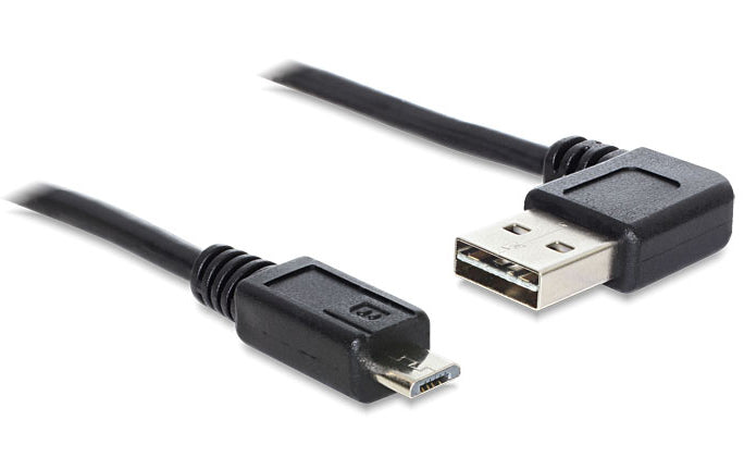 DeLOCK USB-A auf Micro-USB-B Kabel – USB 2.0 (480 Mbit/s) – 3 m – Abgewinkelt, Goldstecker – Schwarz