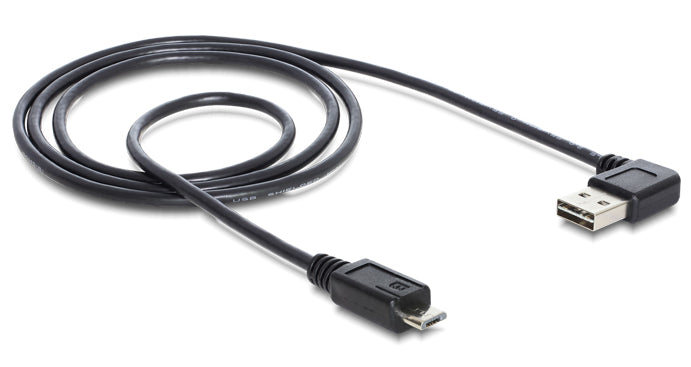 DeLOCK USB-A auf Micro-USB-B Kabel – USB 2.0 (480 Mbit/s) – 3 m – Abgewinkelt, Goldstecker – Schwarz