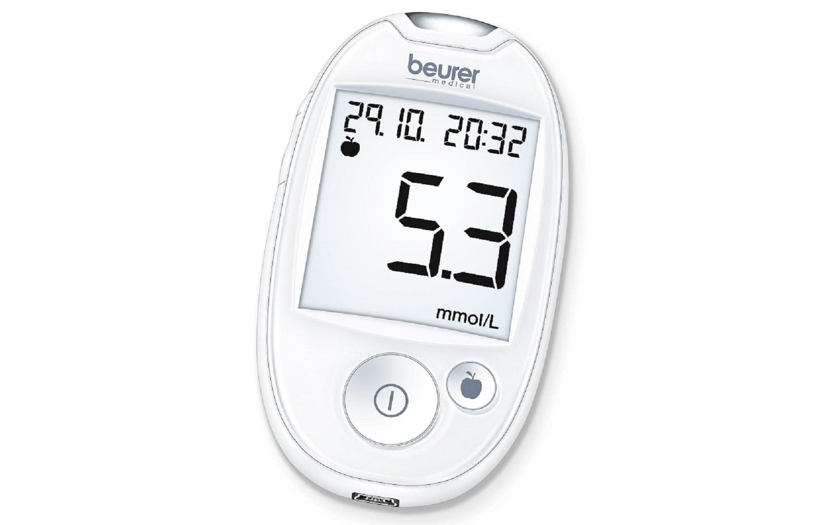 Beurer Blutzuckermessgerät GL 44 – Messdauer 5 s, Messbereich 1,1–35 mmol/L – weiss