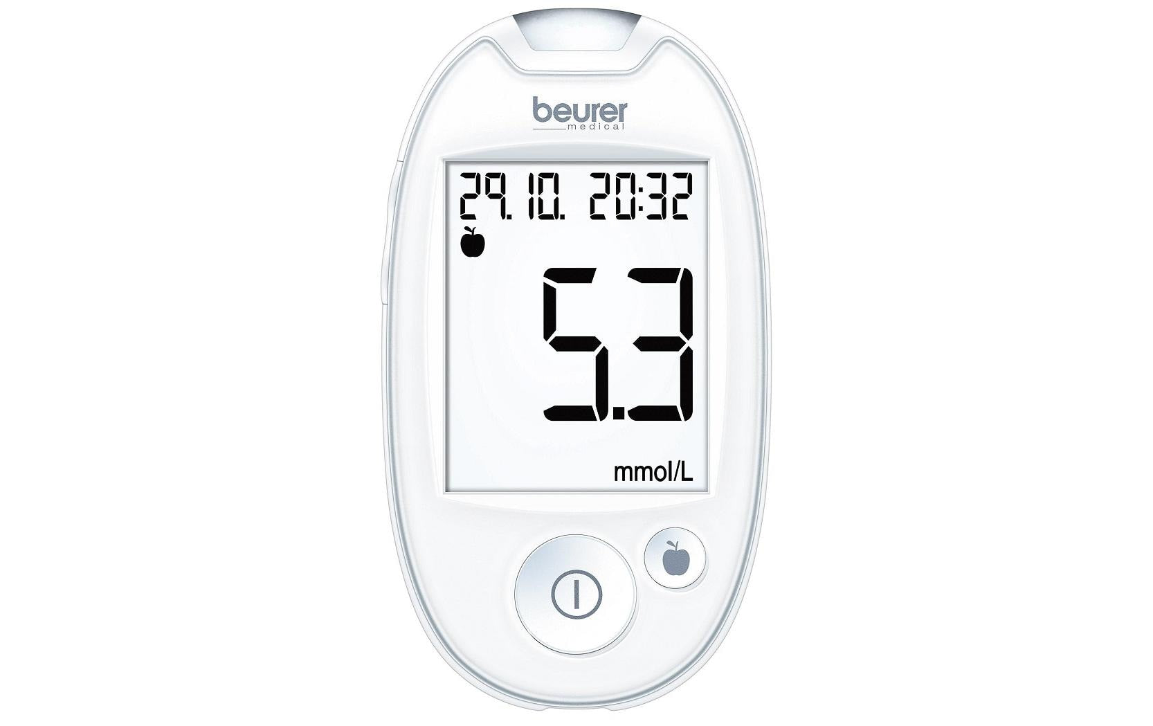 Beurer Blutzuckermessgerät GL 44 – Messdauer 5 s, Messbereich 1,1–35 mmol/L – weiss