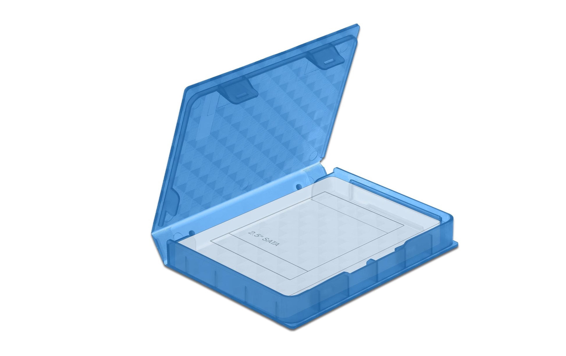 DeLOCK Schutzbox für 2,5" HDD/SSD – 1× HDD, Kunststoff, 80 × 105 × 15 mm, Blau