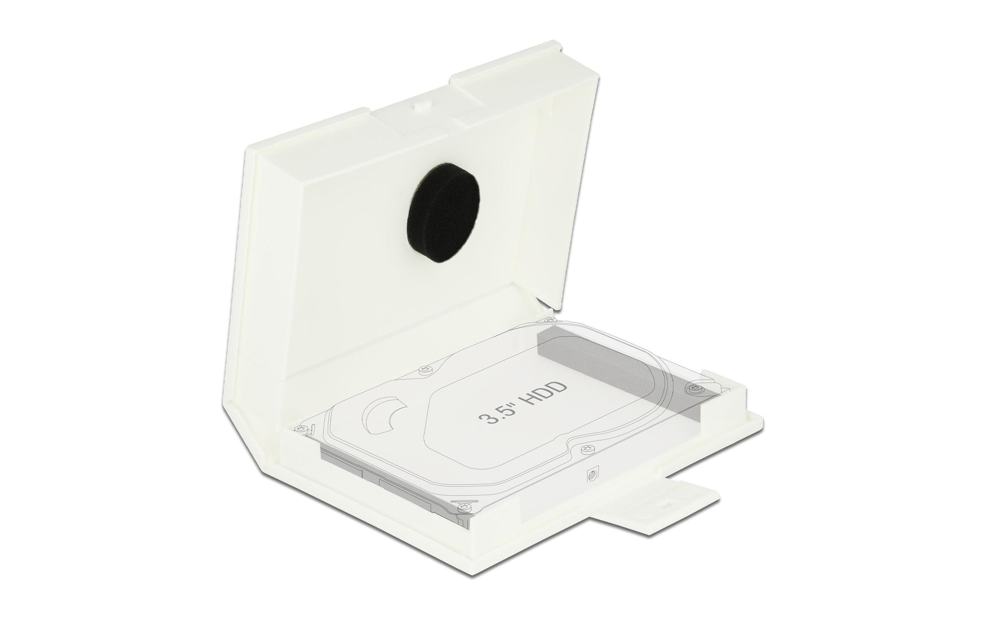 DeLOCK HDD-Koffer/Box – 1× HDD 3,5", Kunststoff, 112 × 162 × 31 mm, Weiss