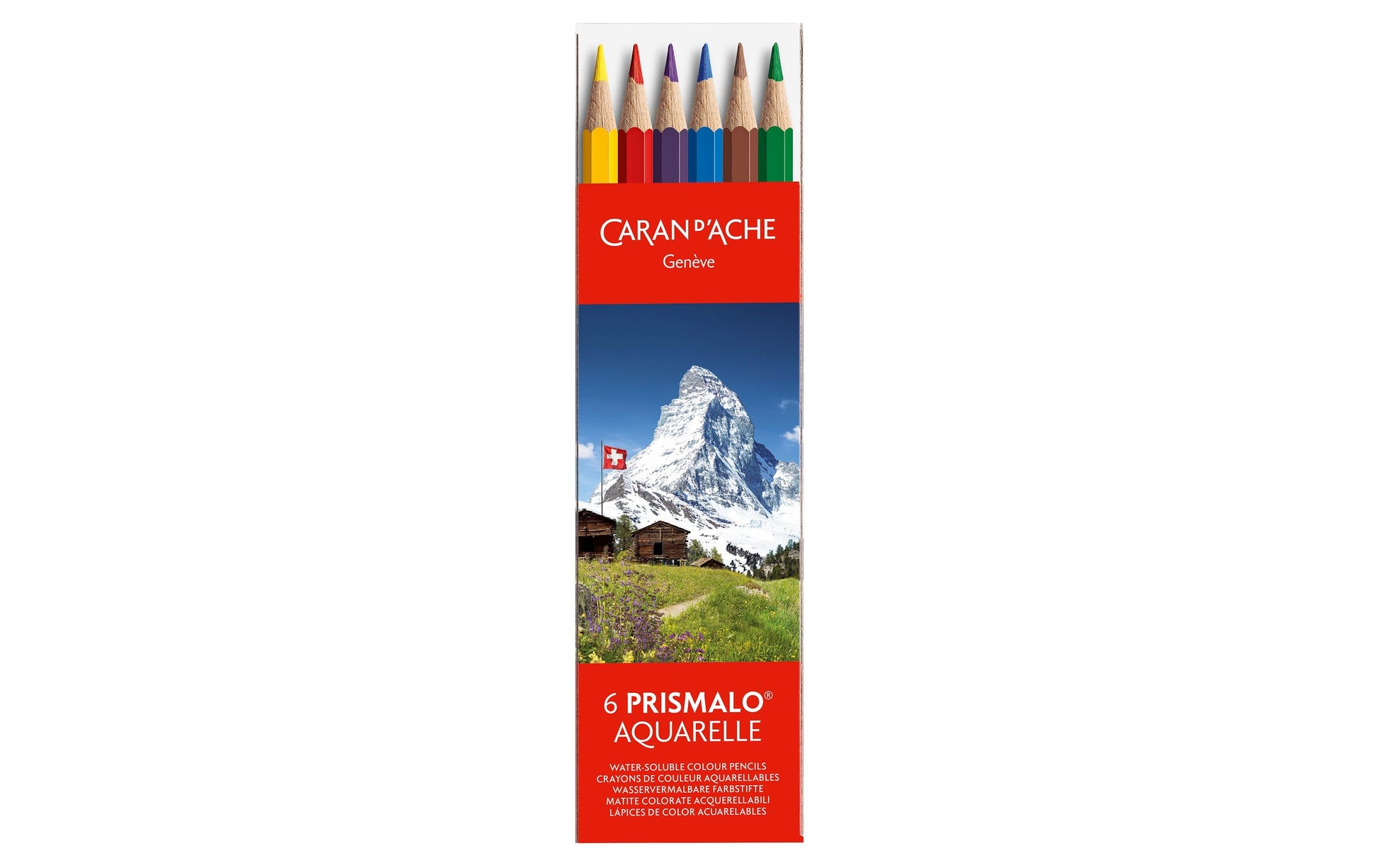 Caran d-Ache Caran d'Ache Aquarellfarbstifte – 6 Farben, im Kunststoffetui, Ø 3 mm, FSC