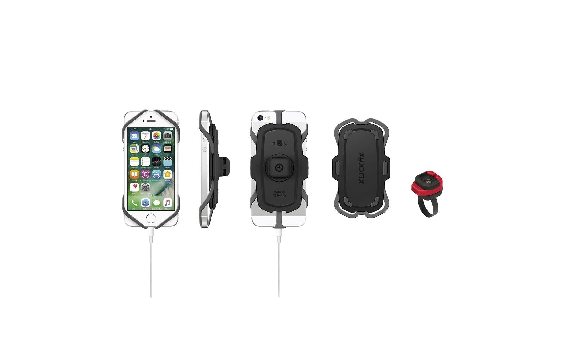 KLICKfix PhonePad CADDY – Fahrrad-/Motorrad-Halterung – Universal, Lenker, für Lenkerdurchmesser 6 cm – Schwarz