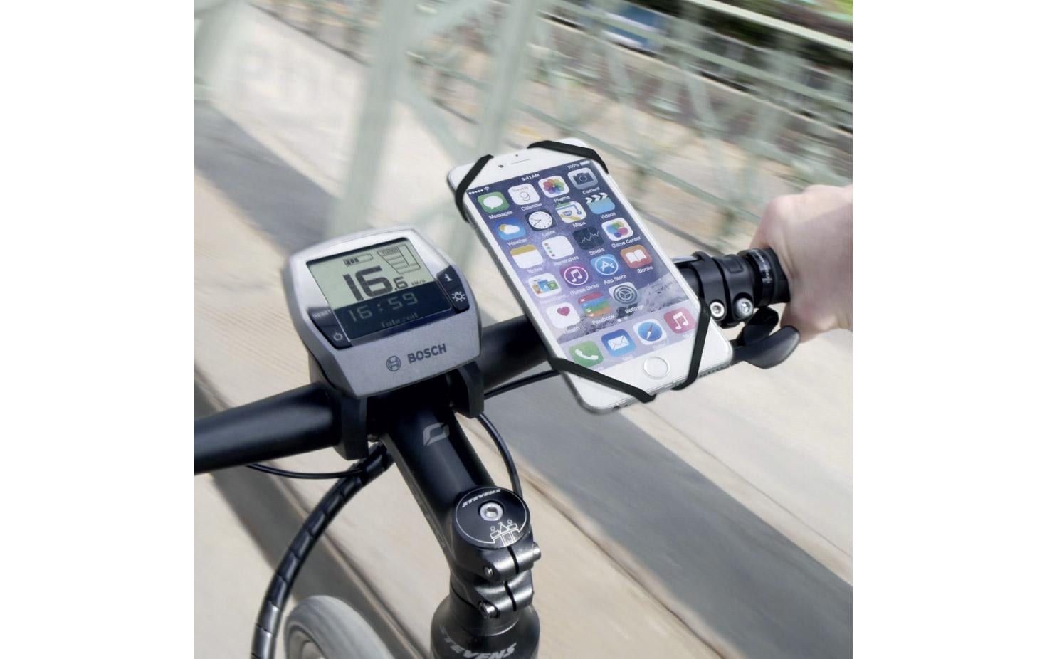 KLICKfix PhonePad CADDY – Fahrrad-/Motorrad-Halterung – Universal, Lenker, für Lenkerdurchmesser 6 cm – Schwarz