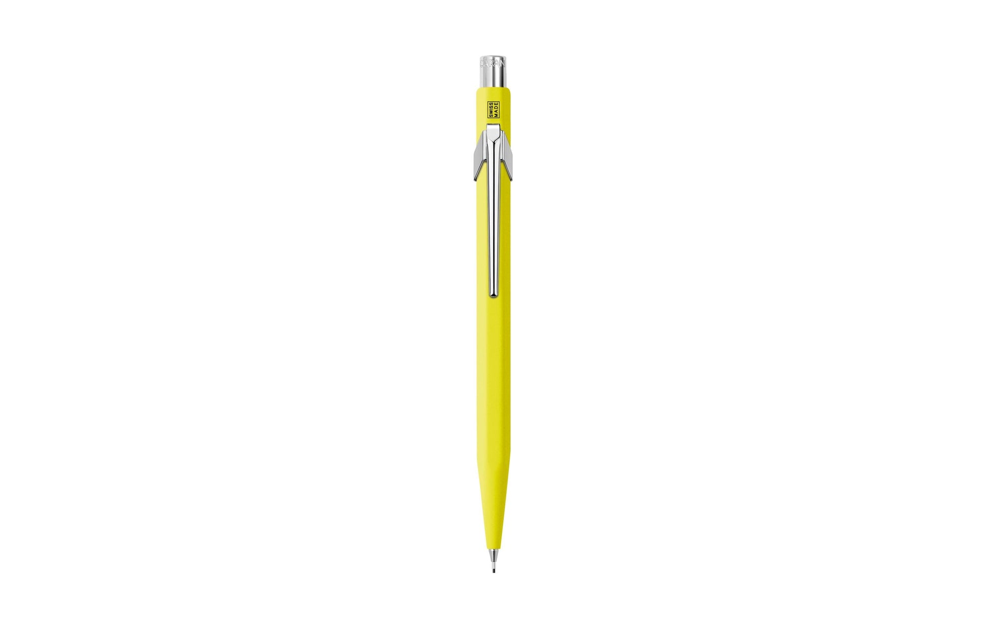Caran d-Ache 849 Druckbleistift – 0,7 mm – Aluminium – Neongelb – Mit Radierer