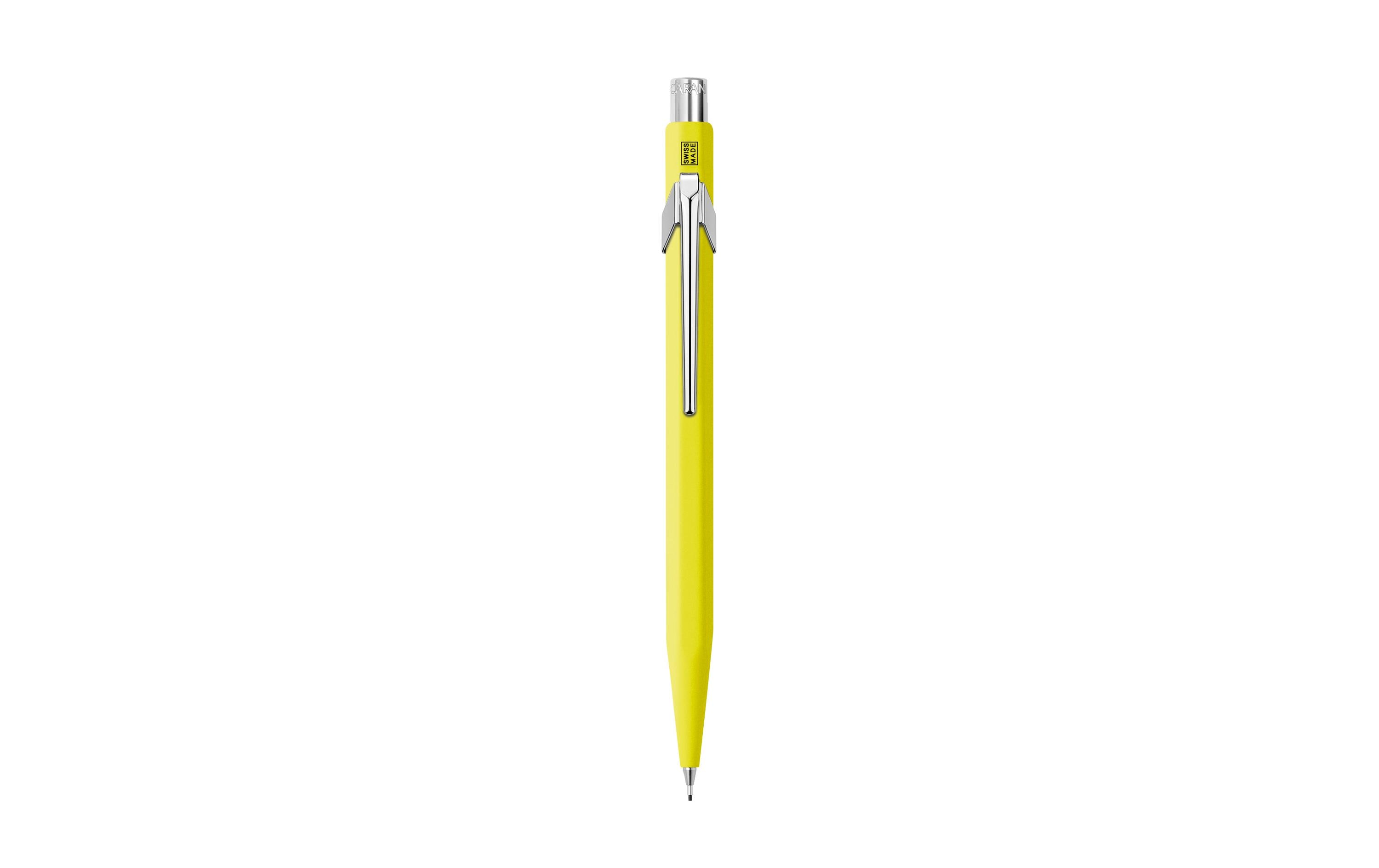 Caran d-Ache 849 Druckbleistift – 0,7 mm – Aluminium – Neongelb – Mit Radierer