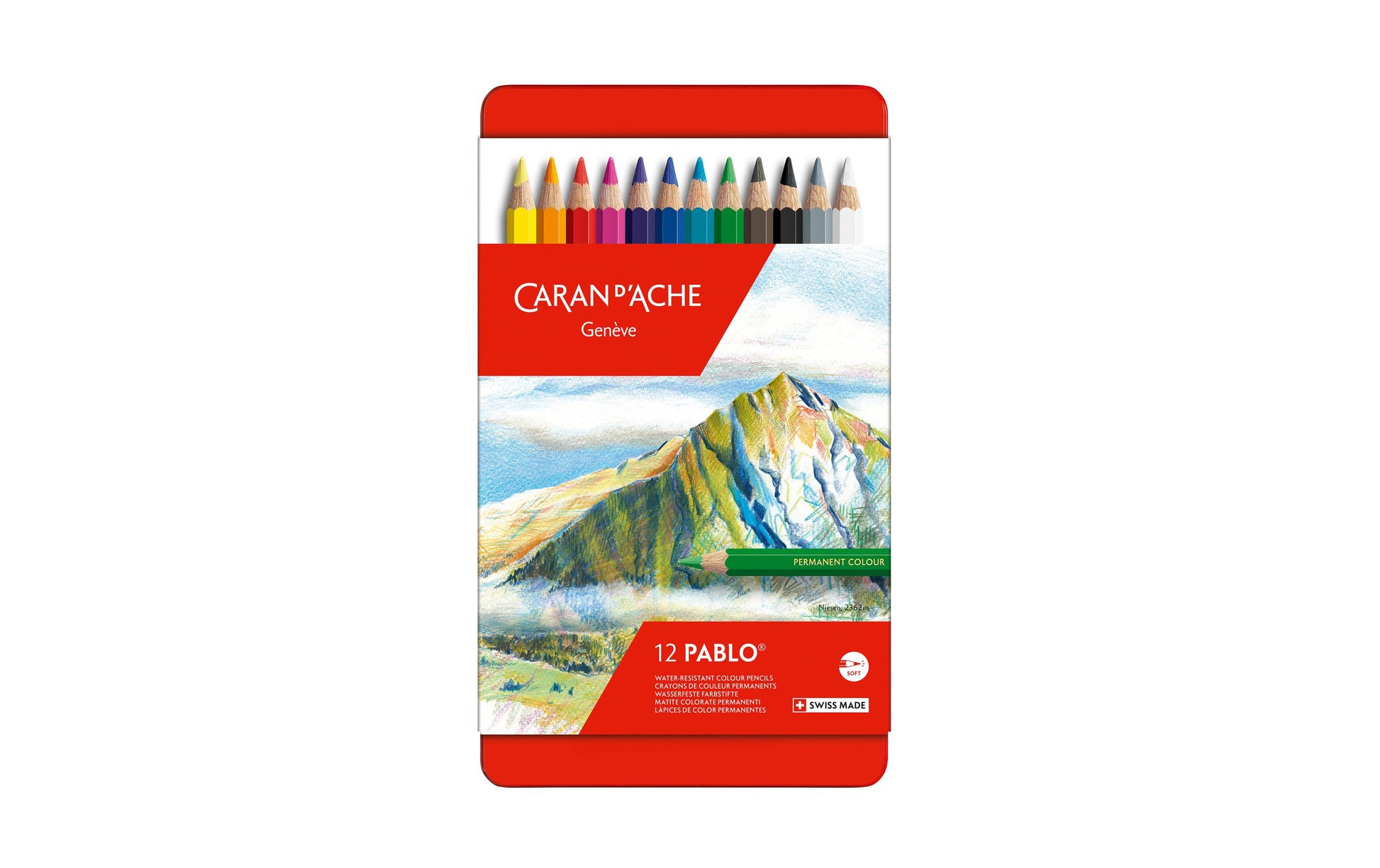 Caran d-Ache Caran d'Ache Buntstifte Pablo – 12 Farben, im Metalletui, Ø 3,8 mm, FSC