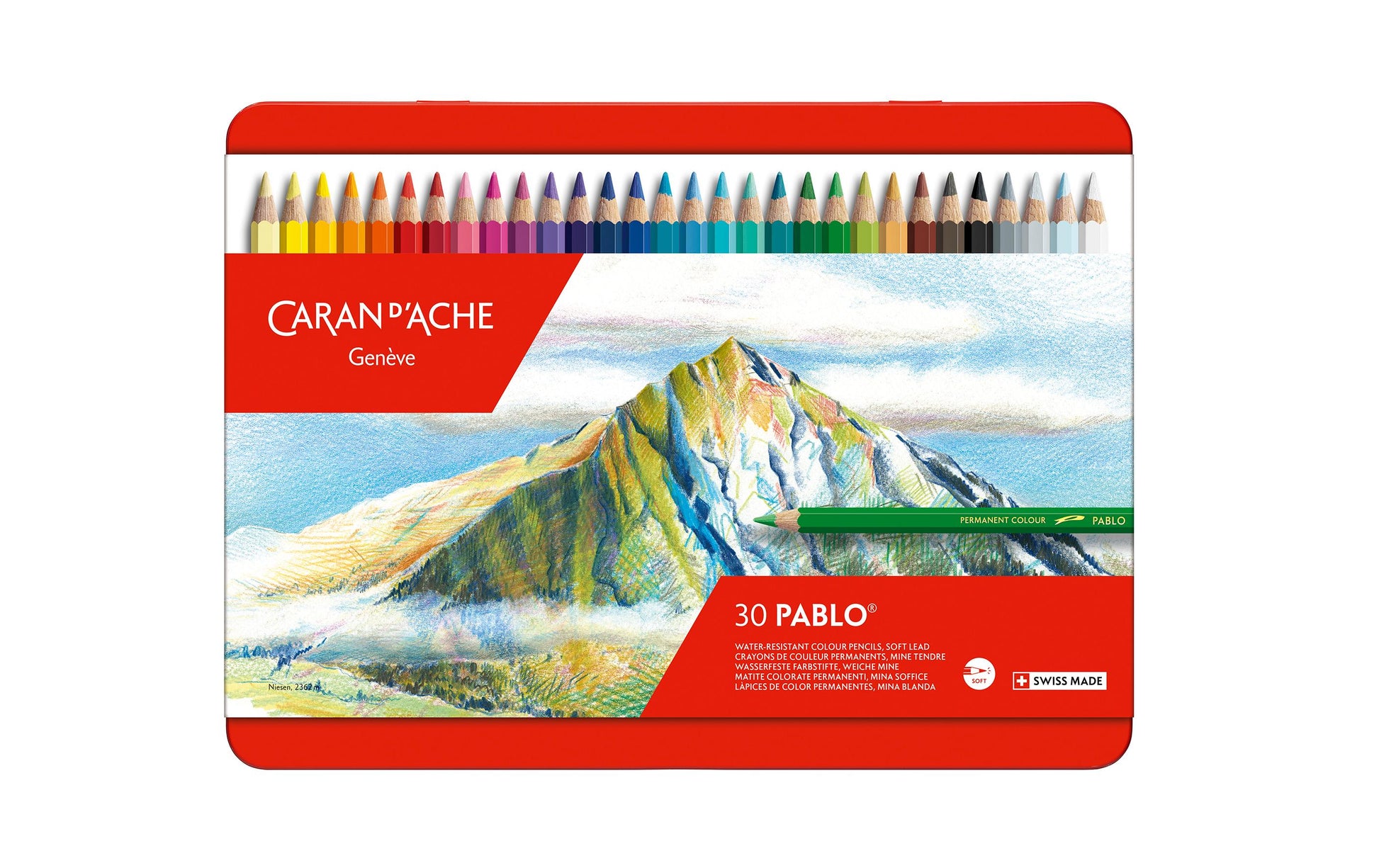 Caran d-Ache Caran d'Ache Buntstifte Pablo – 30 Farben, im Metalletui, Ø 3,8 mm, FSC