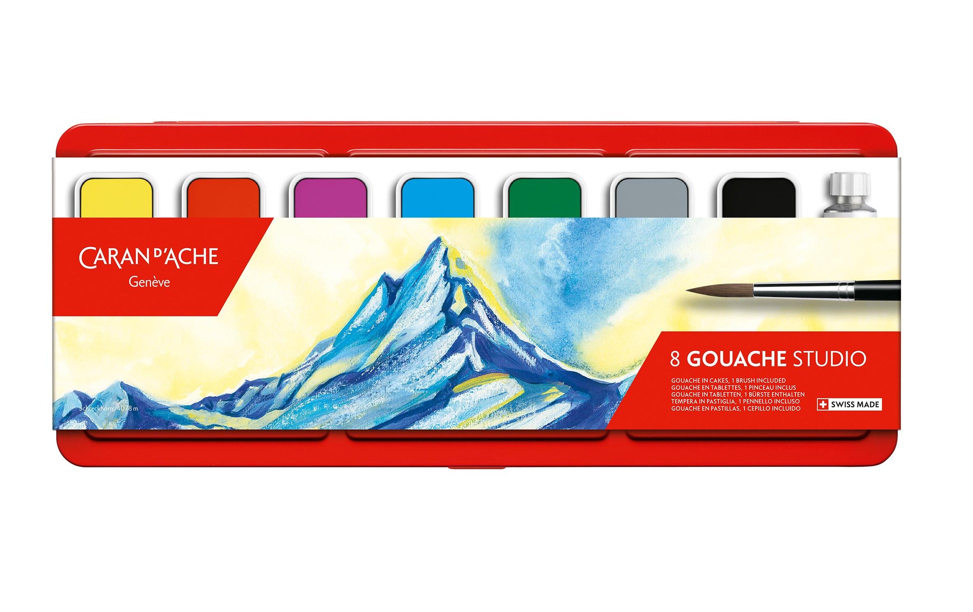 Caran d-Ache Caran d'Ache – Deckfarbkasten – 7 Farben, inklusive Deckweiss, mit Pinsel