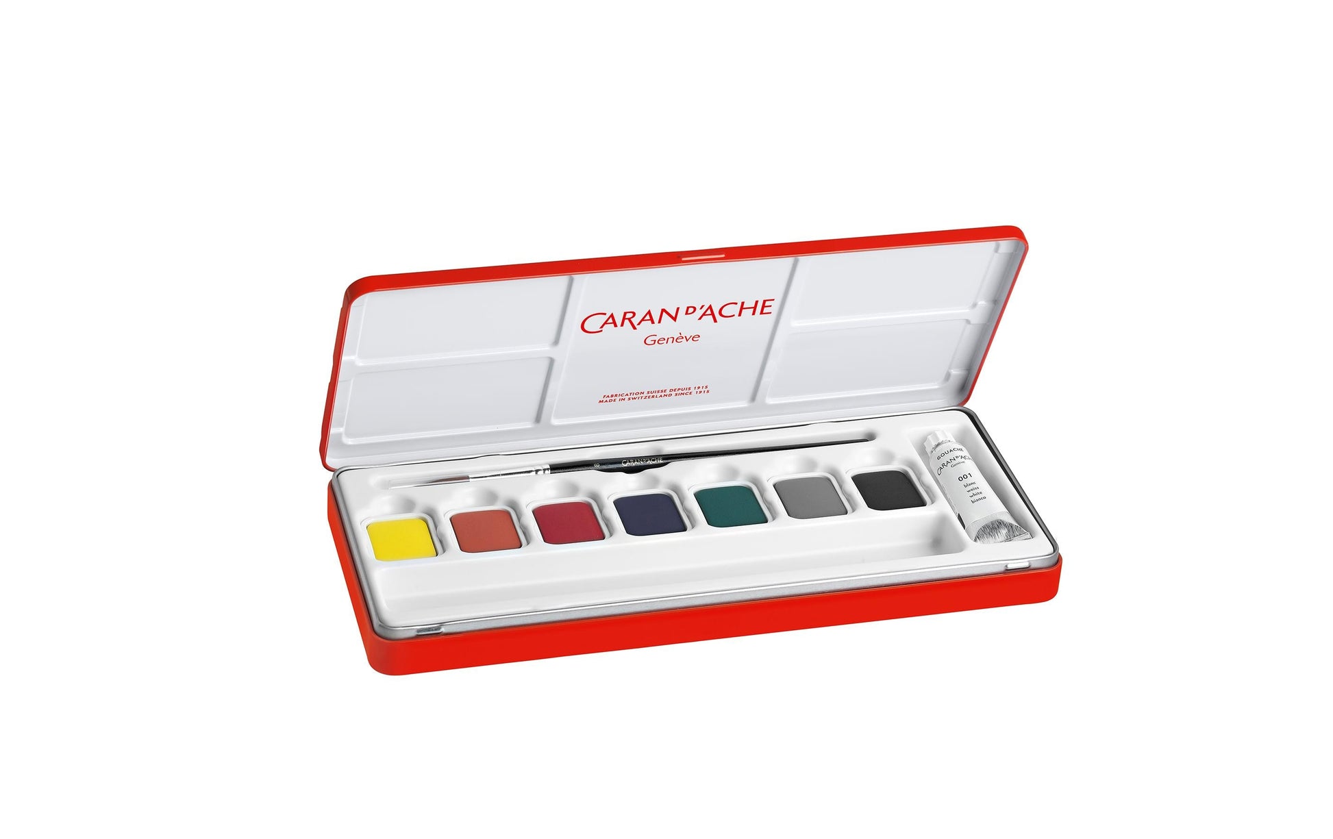 Caran d-Ache Caran d'Ache – Deckfarbkasten – 7 Farben, inklusive Deckweiss, mit Pinsel