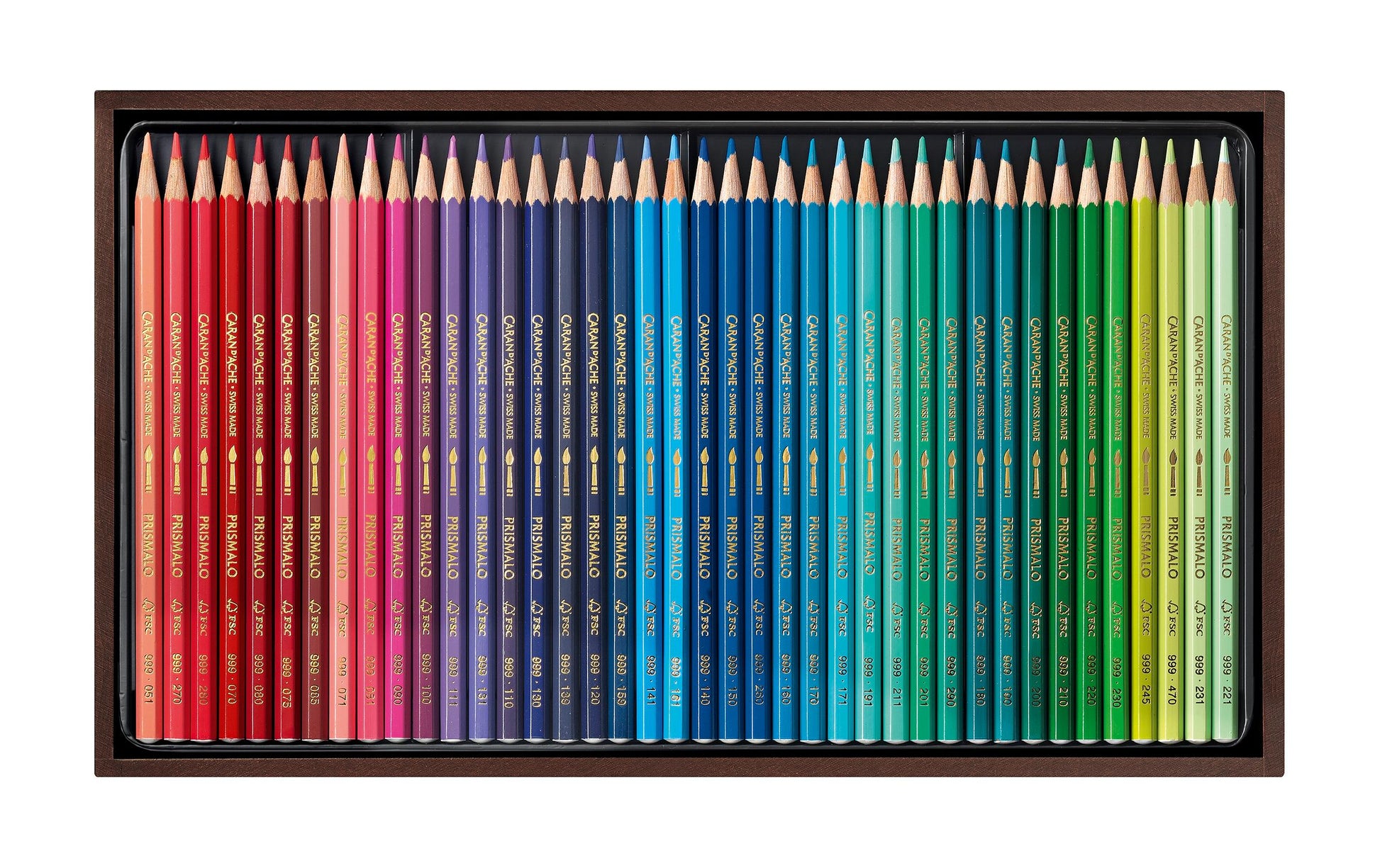 Caran d-Ache Caran d'Ache Prismalo Aquarellfarbstifte – 80 Farben, im Holzkoffer, Ø 3 mm, FSC